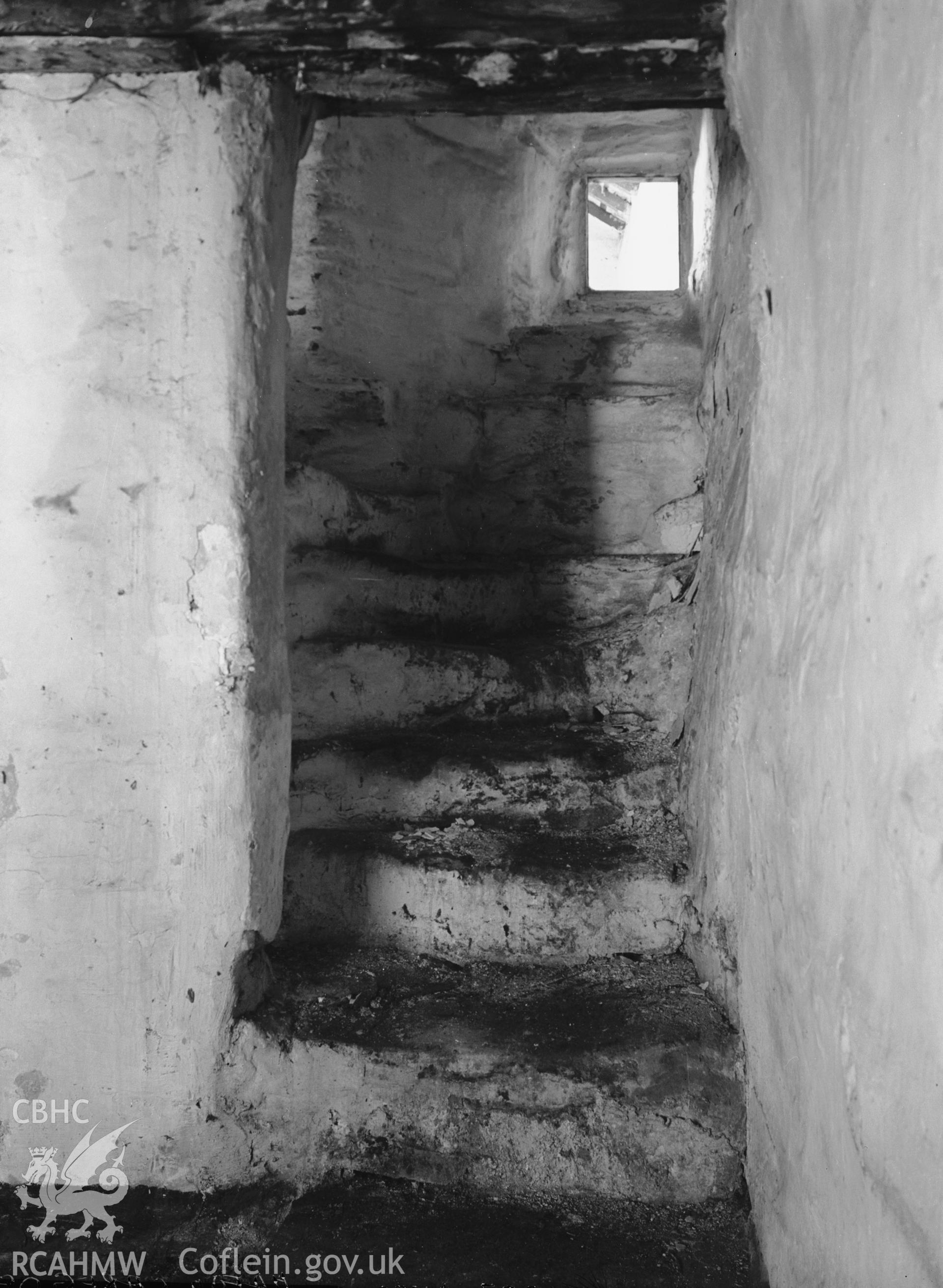 Interior view showing the stone staircase.