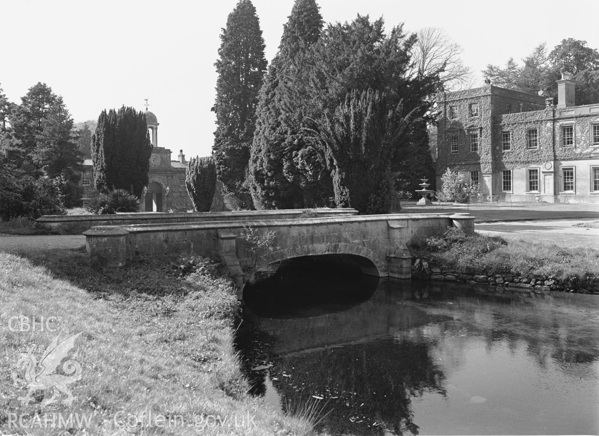 Views of south-west bridge with stables beyond