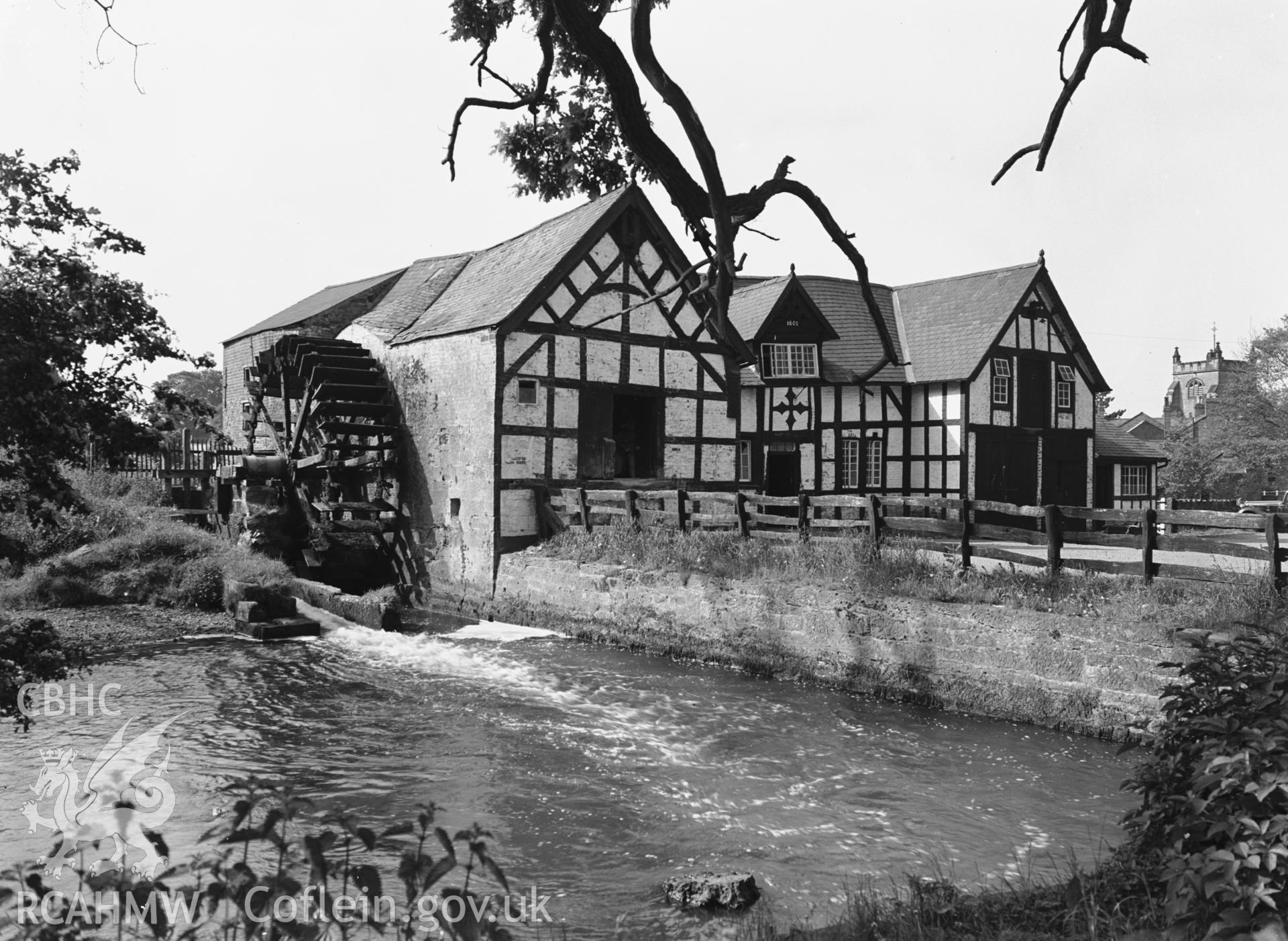 A black and white print showing Rossett Mill, Rossett.