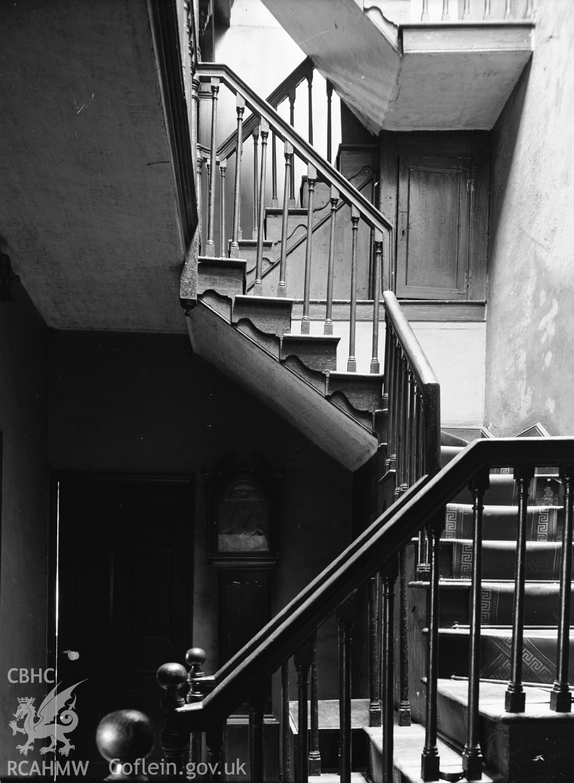 Interior view of Castle House, showing the staircase from the first floor.