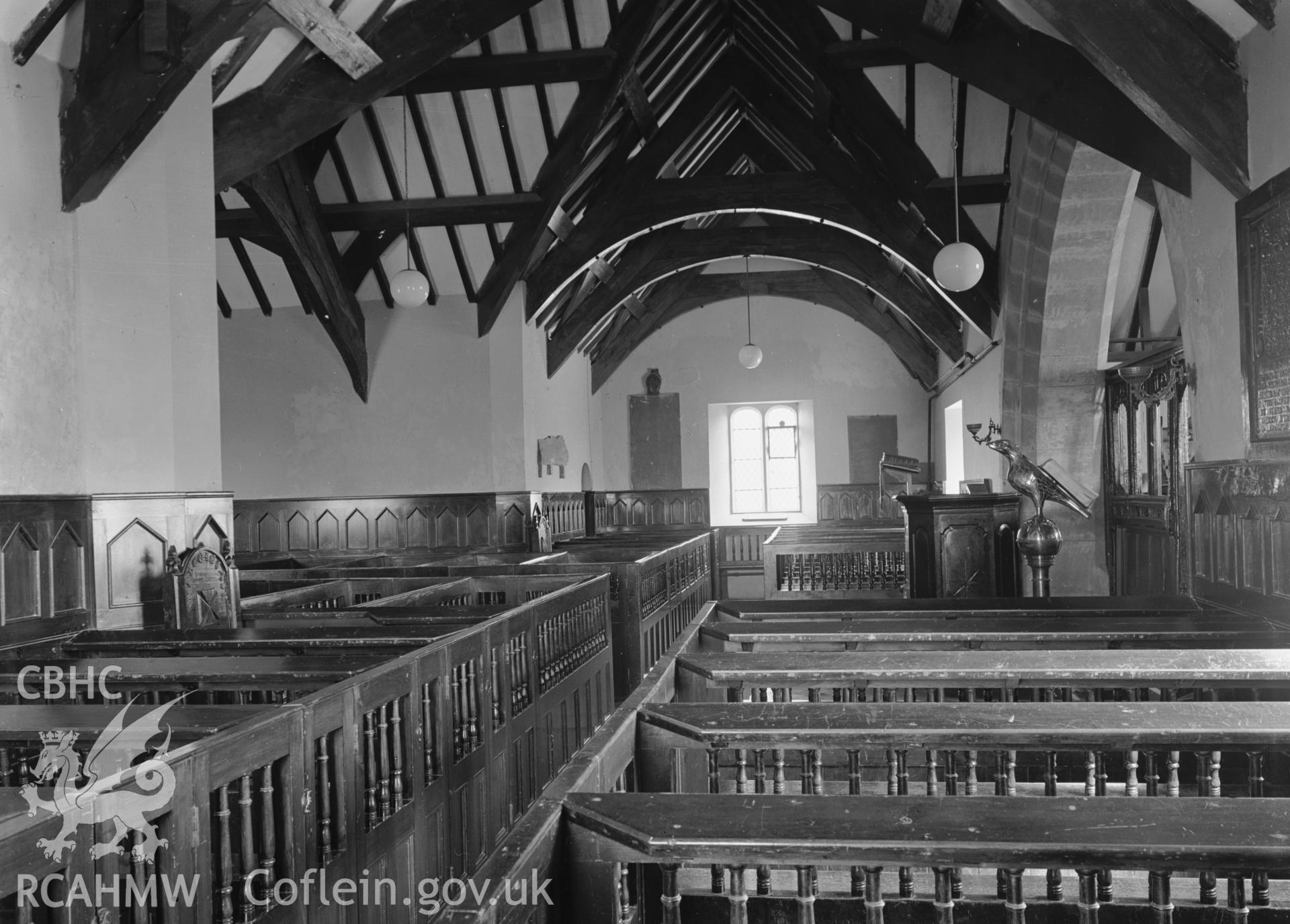 Interior view looking north in the transept.