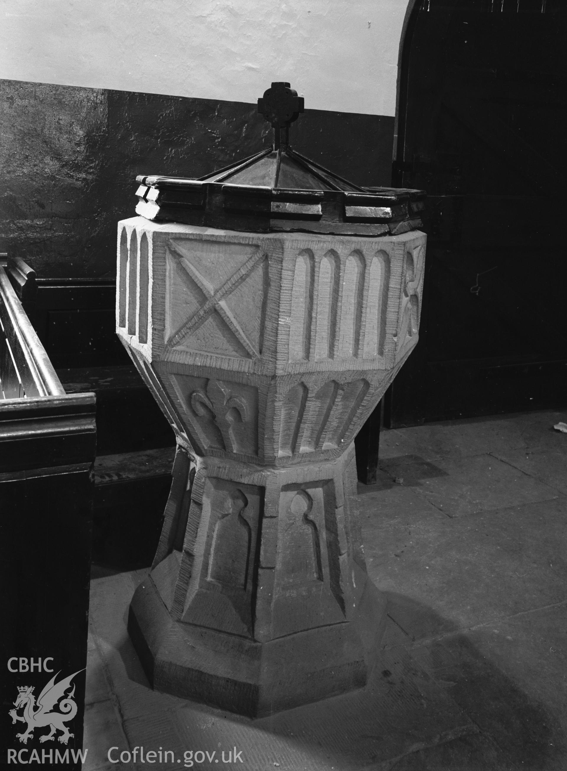 Interior view showing the font.