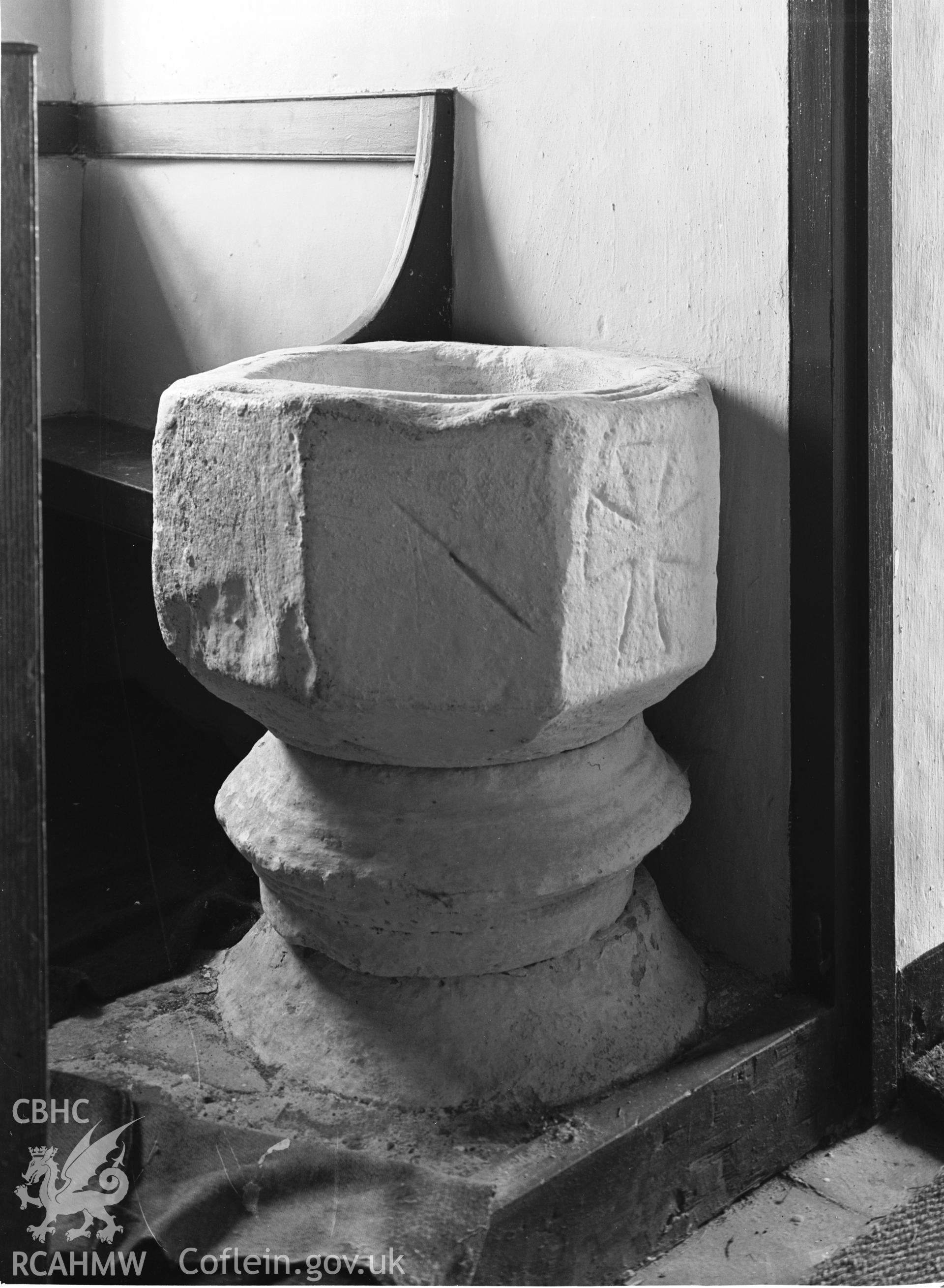 Interior view showing the font.