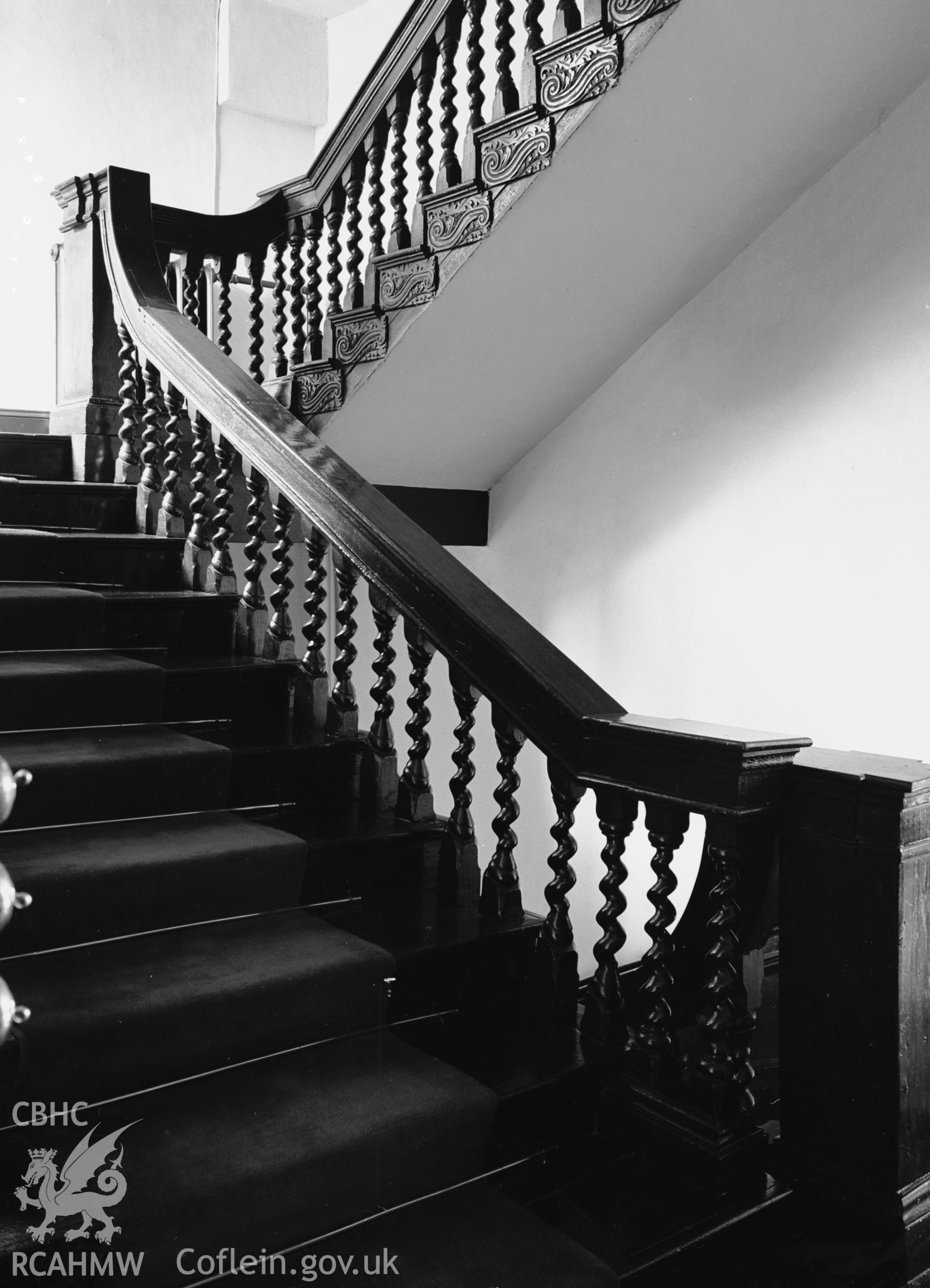 Interior view showing the main staircase from the landing.