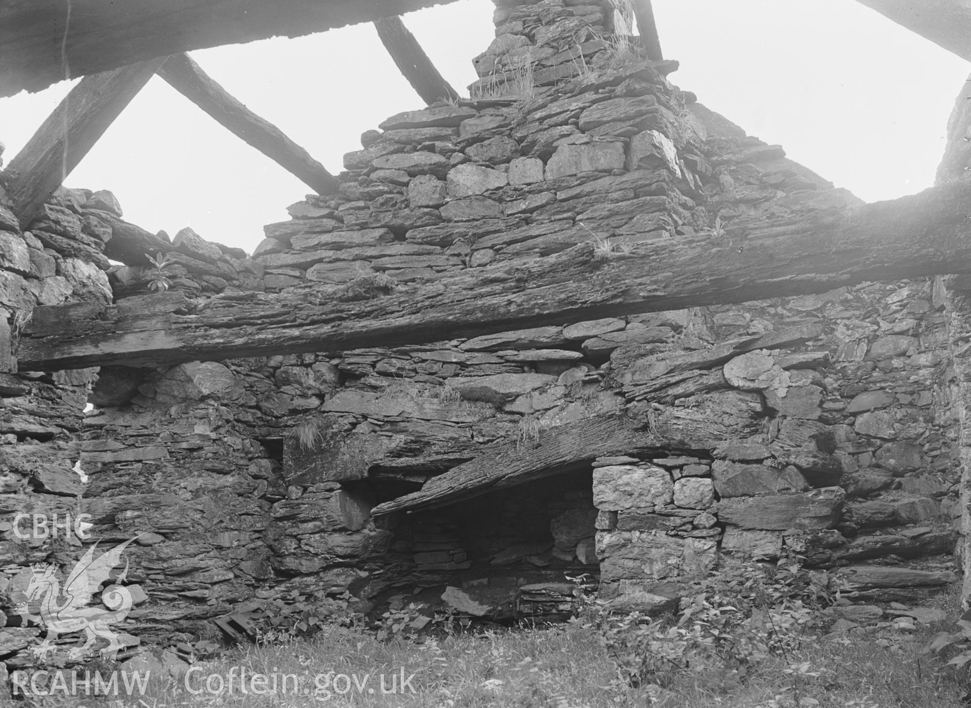 Interior view showing the fireplace.