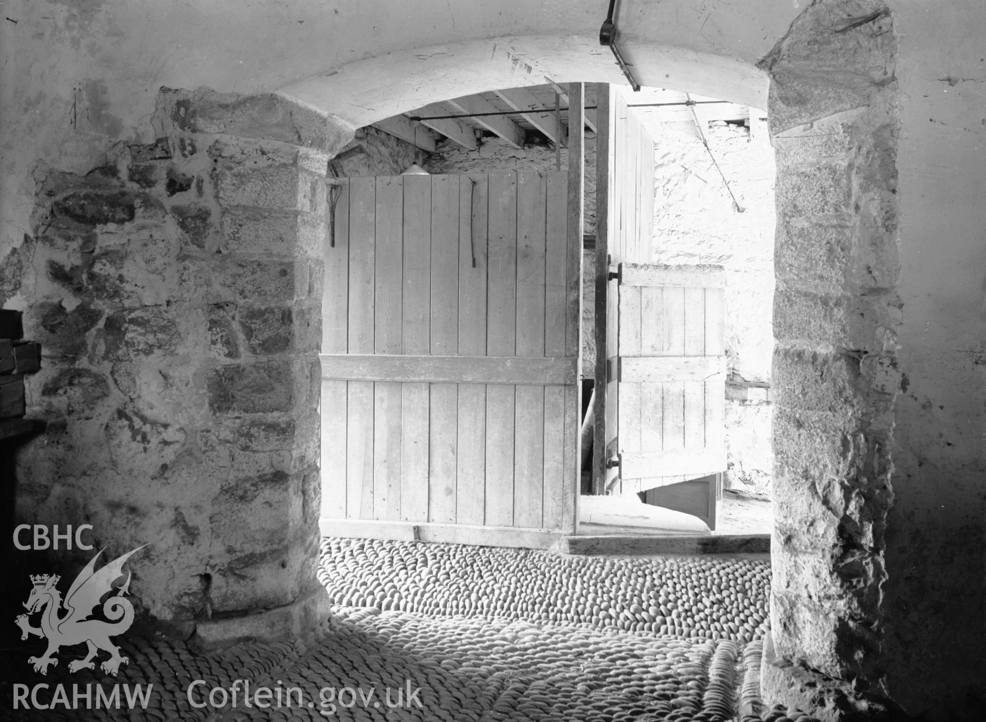 Interior view of the stables showing norman pillars.