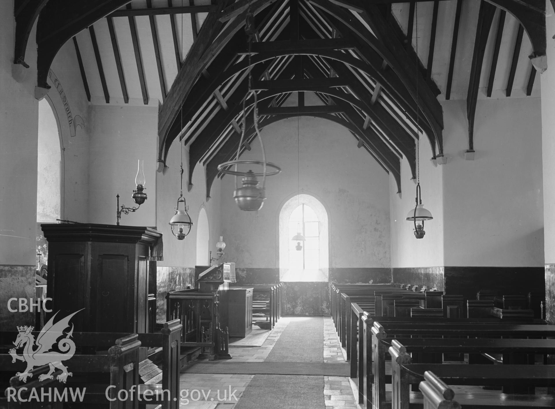 Interior view looking south in the transept.