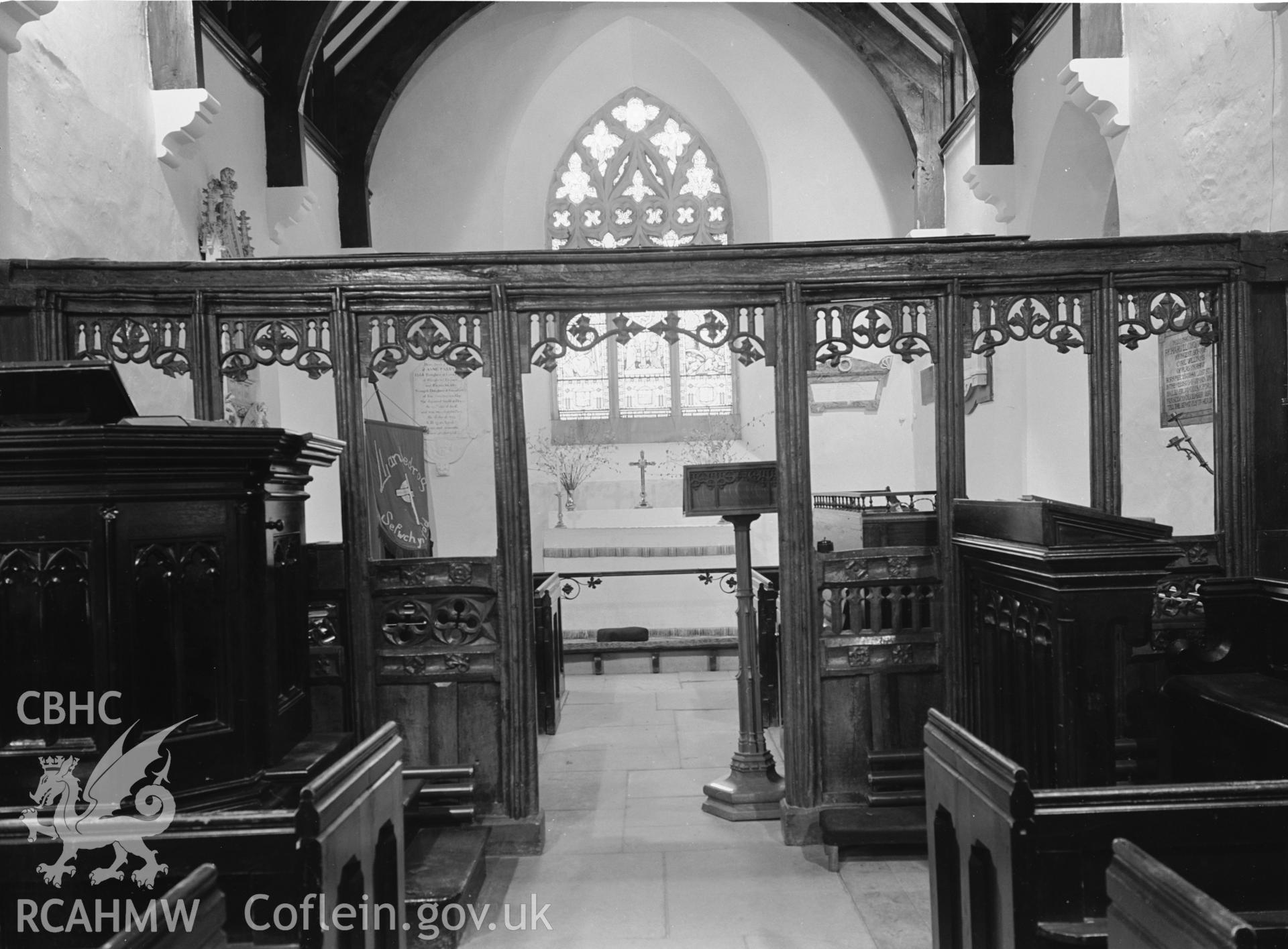 Interior view showing screen from the west.