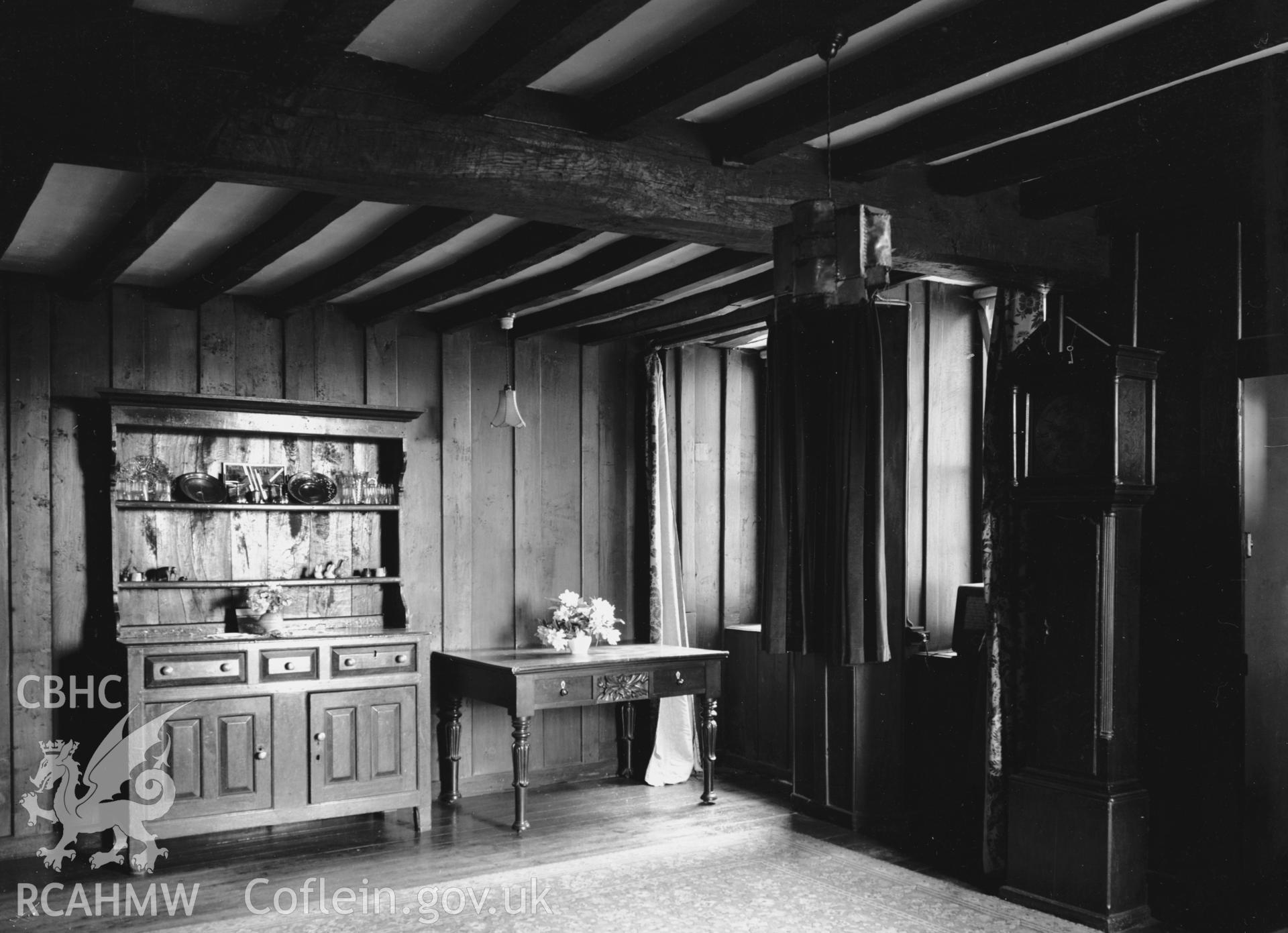 Interior view showing panelled room.