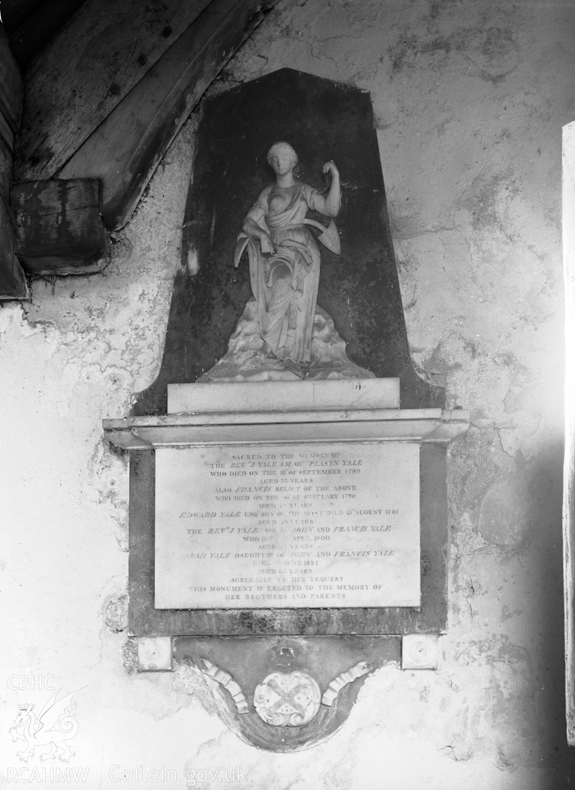 Interior: Rev J.Yale memorial