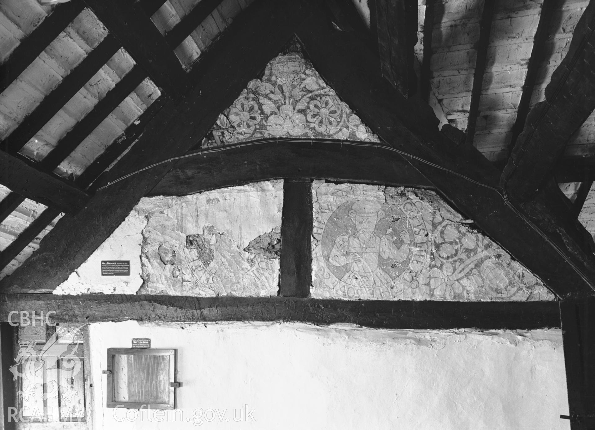 Interior view showing murals in the room over the great hall.