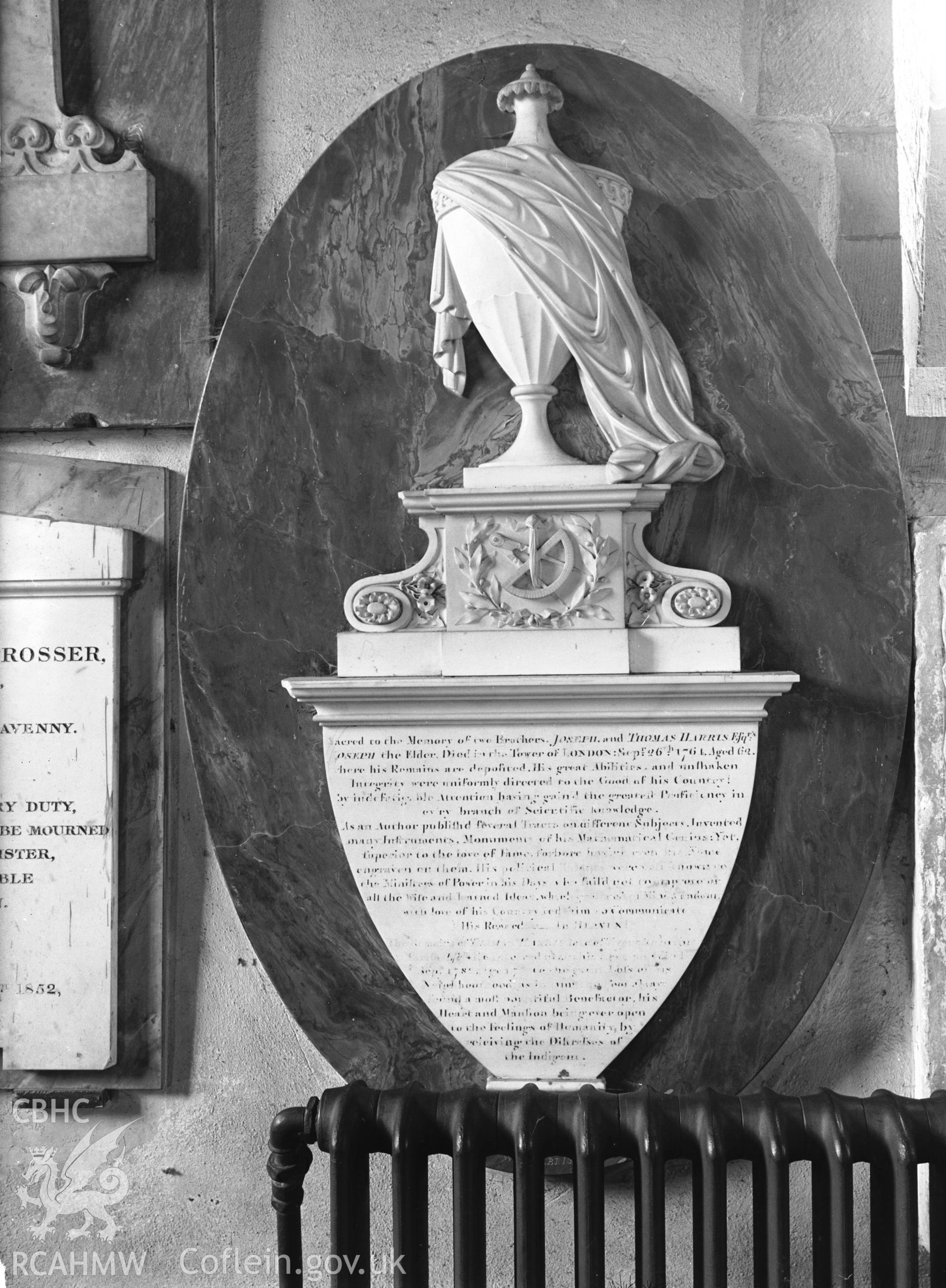 Interior view showing 1764 Harris memorial.