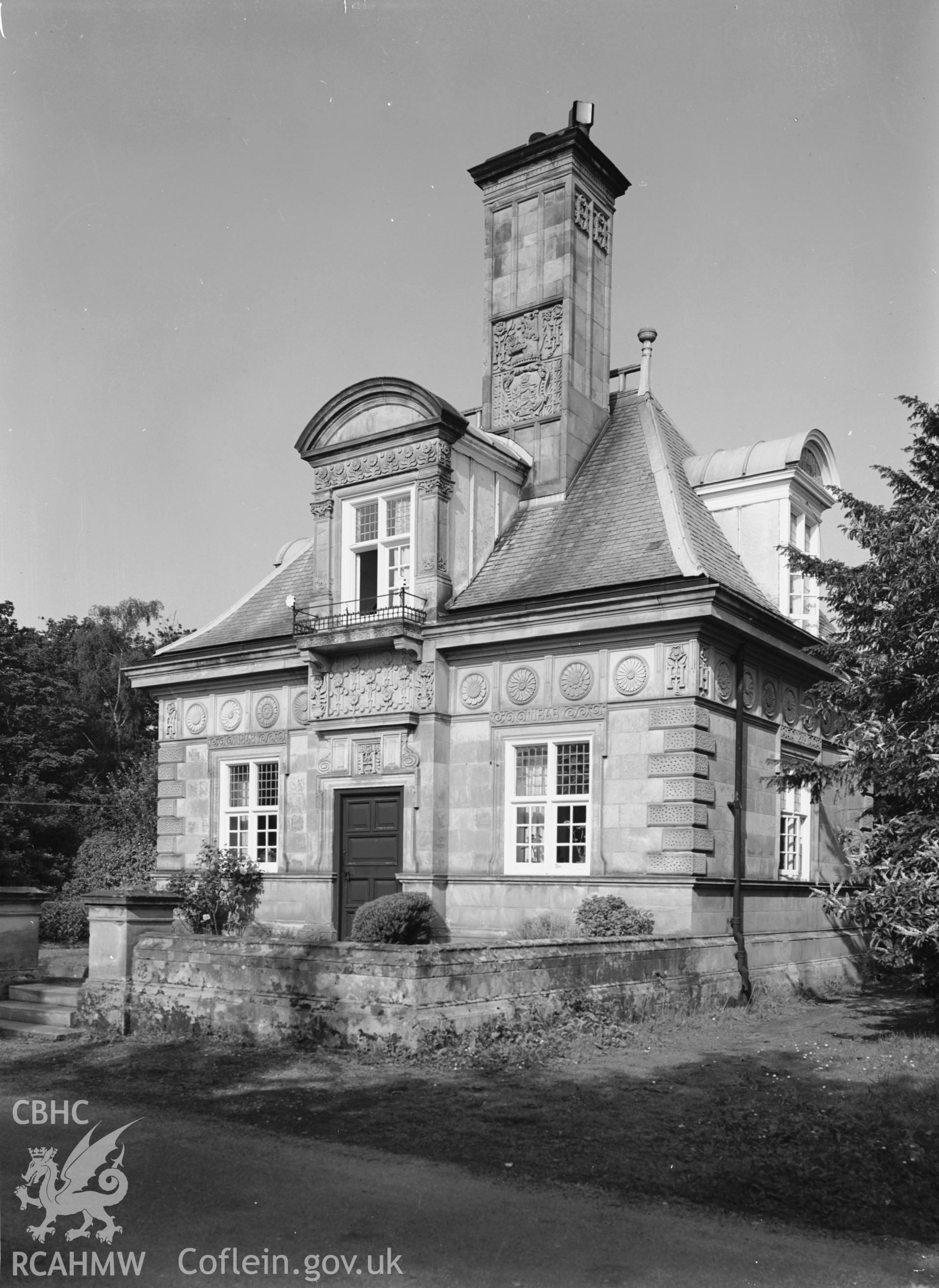 View of the front elevation of the lodge