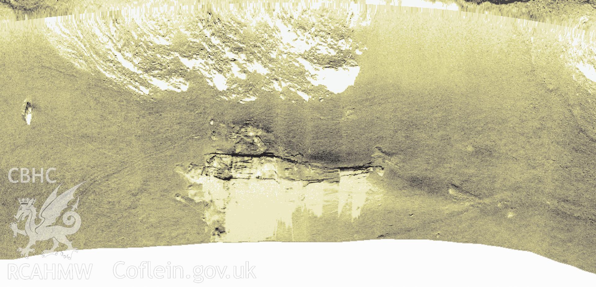 Side scan sonar image of Short Sunderland Mk 1 T9044 gathered by Wessex Archaeology in April 2010. The aircraft lies with its nose to the west.