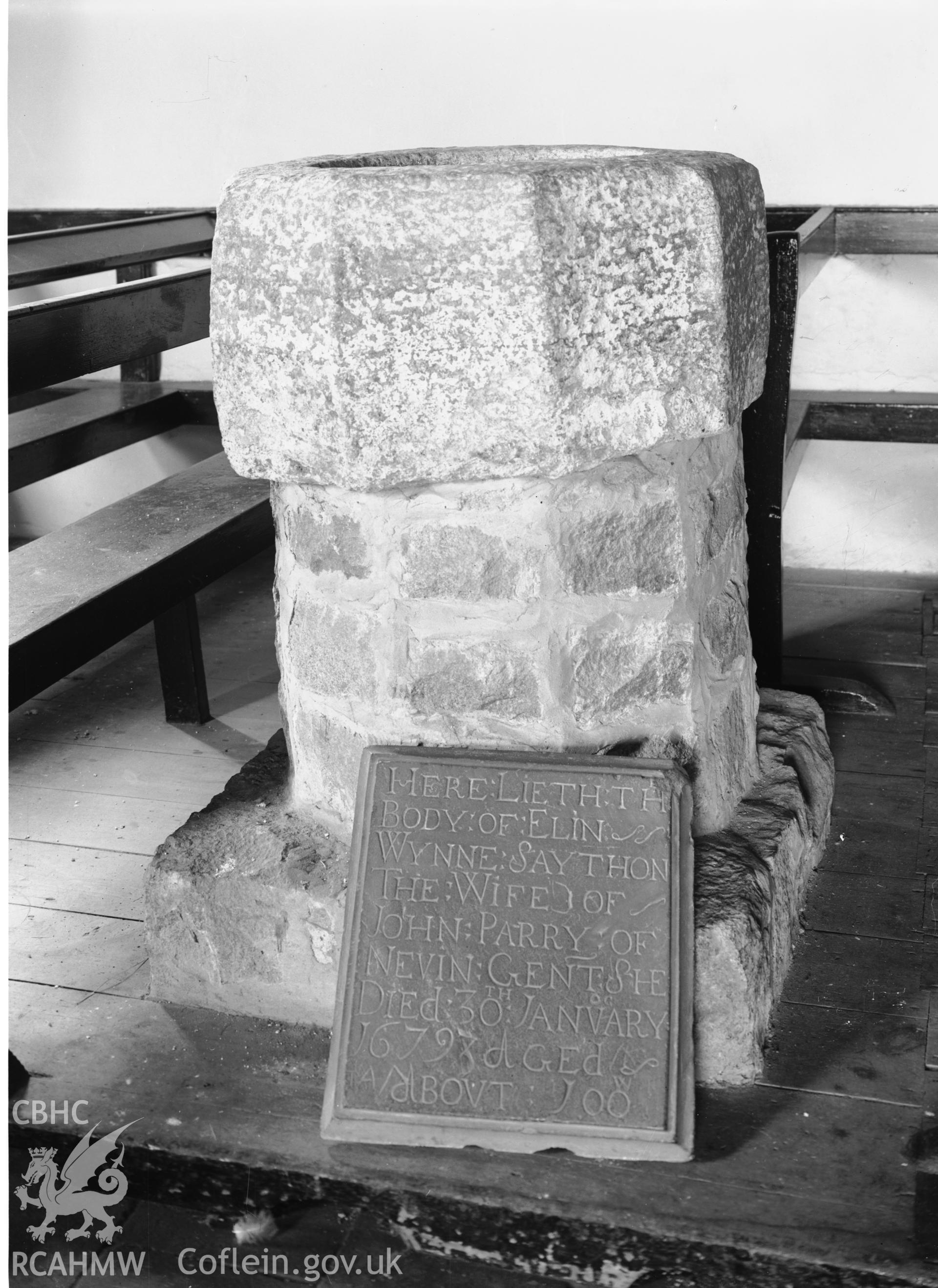 Interior view showing the font.