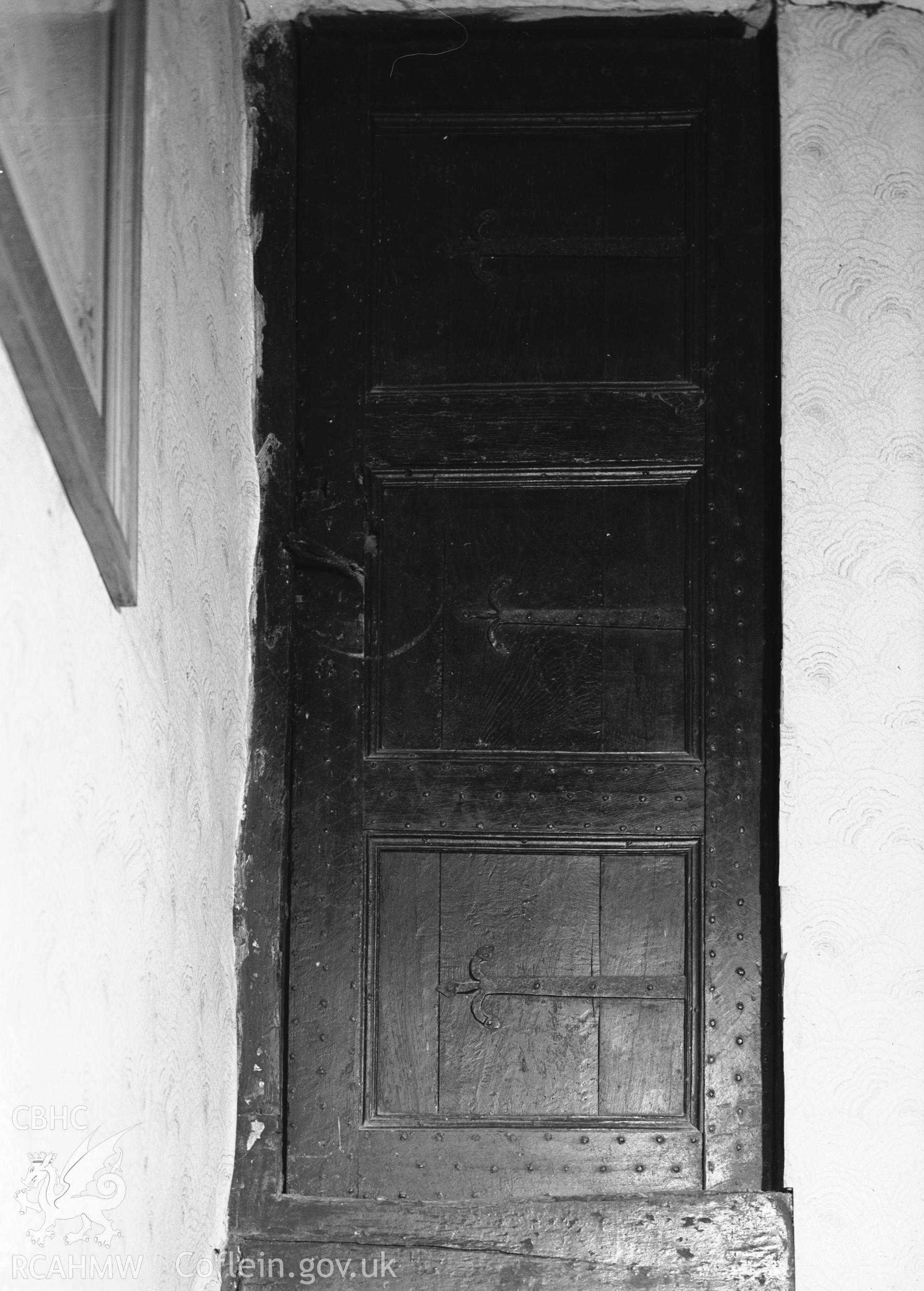 Panelled and studded door to attic