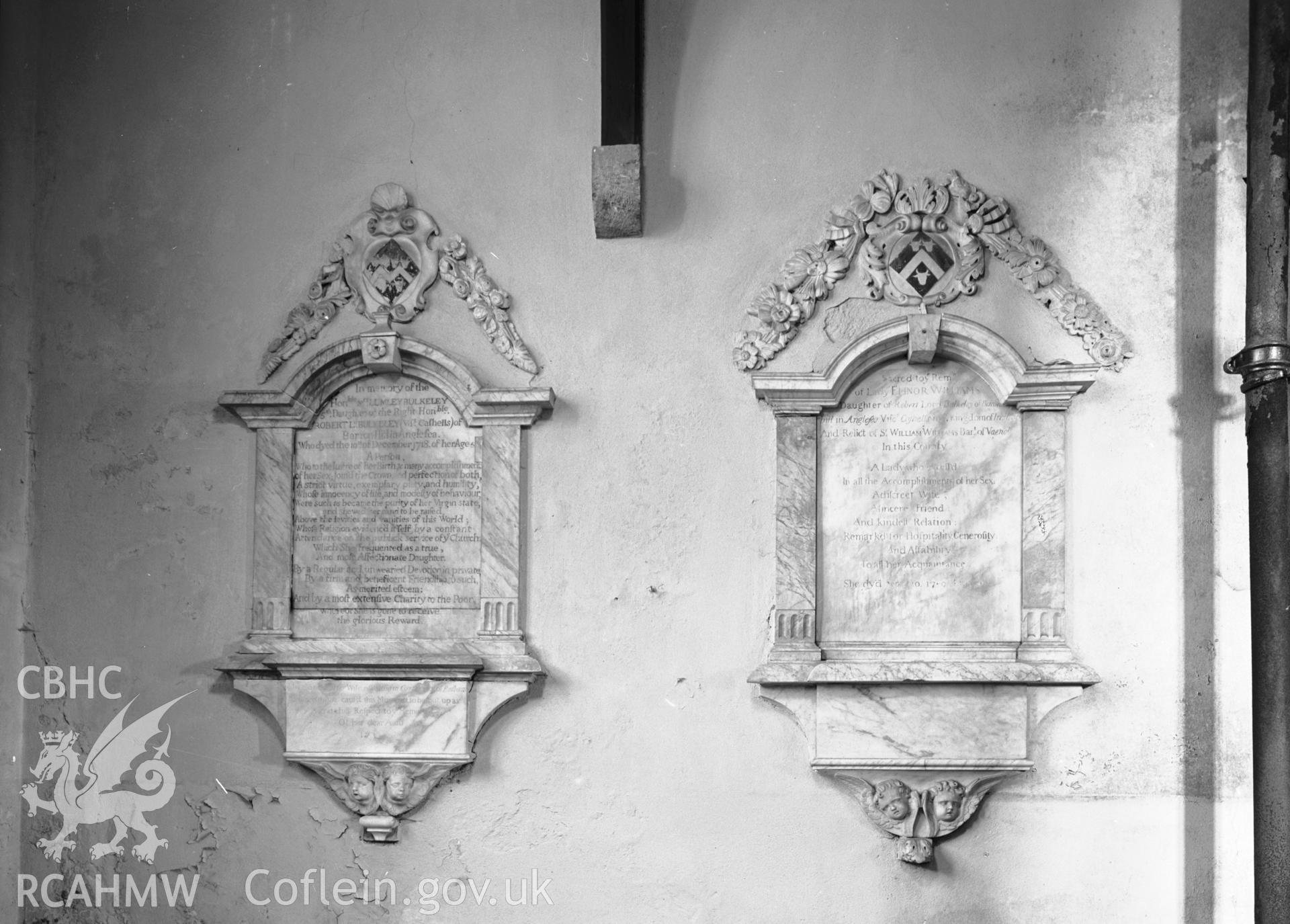 Interior view showing memorials in the north transept.