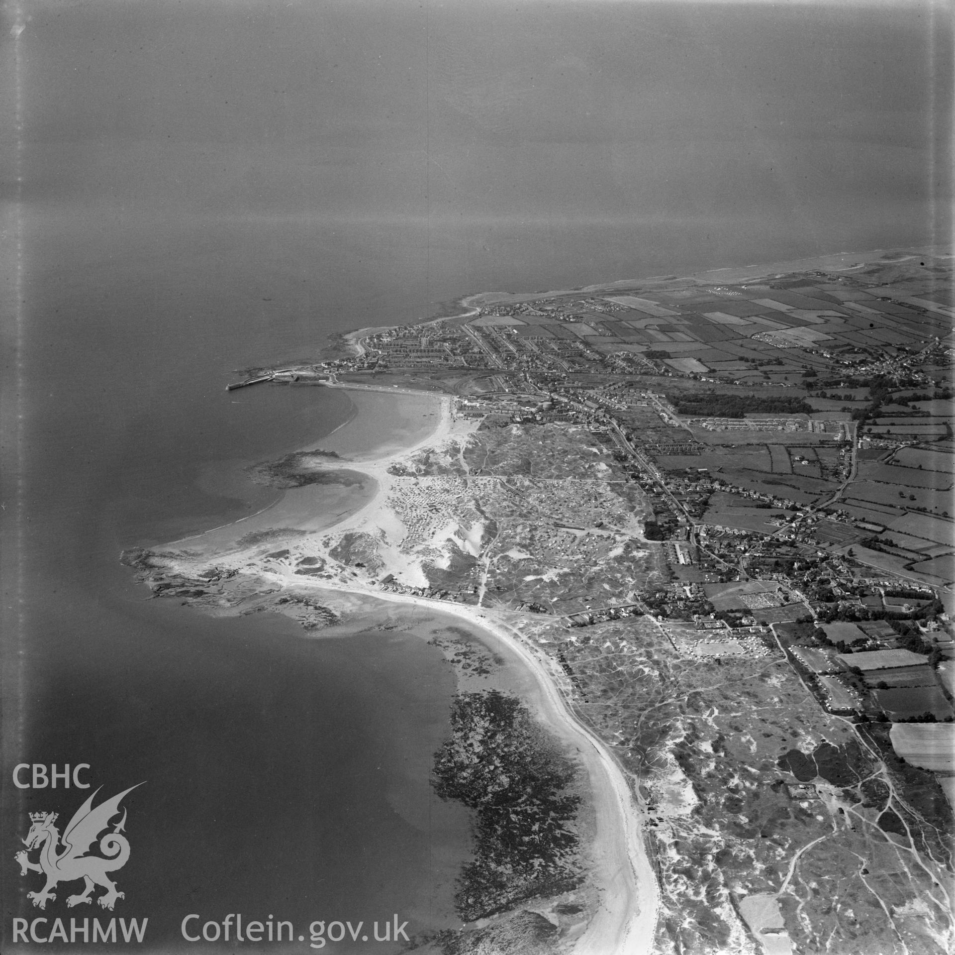 Distant view of Porthcawl and coastline