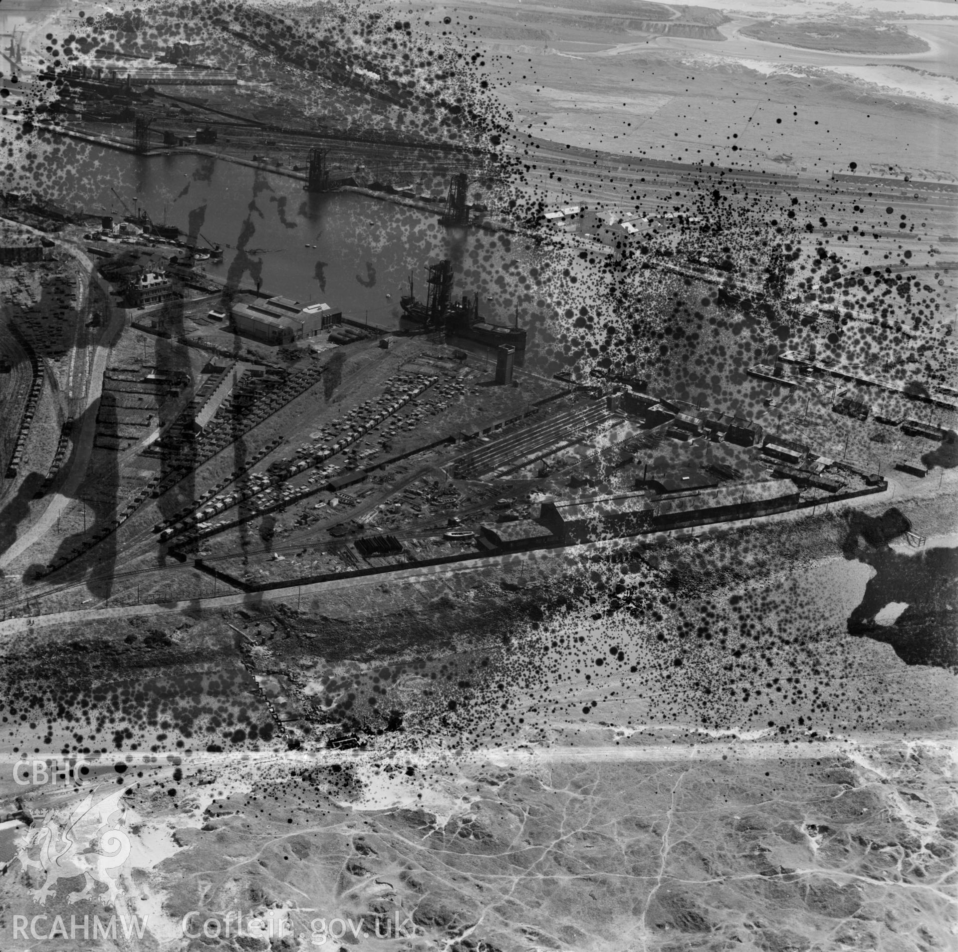 View of Port Talbot showing dry dock