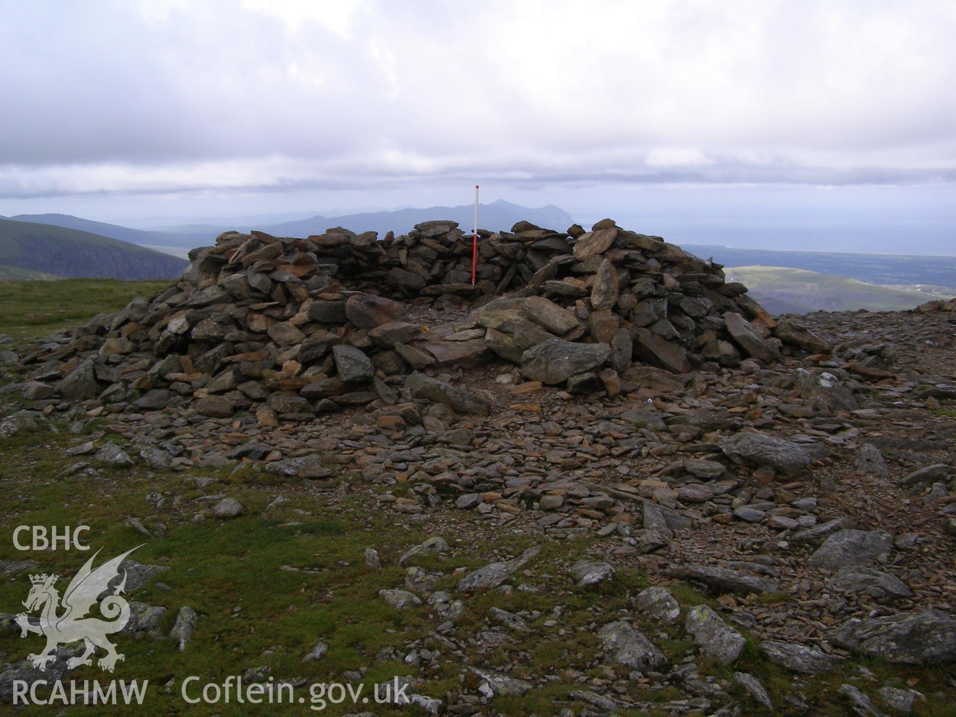 Digital colour photograph of Moel Eilio cairn taken on 26/06/2007 by P.J. Schofield during the Snowdon North West Upland Survey undertaken by Oxford Archaeology North.