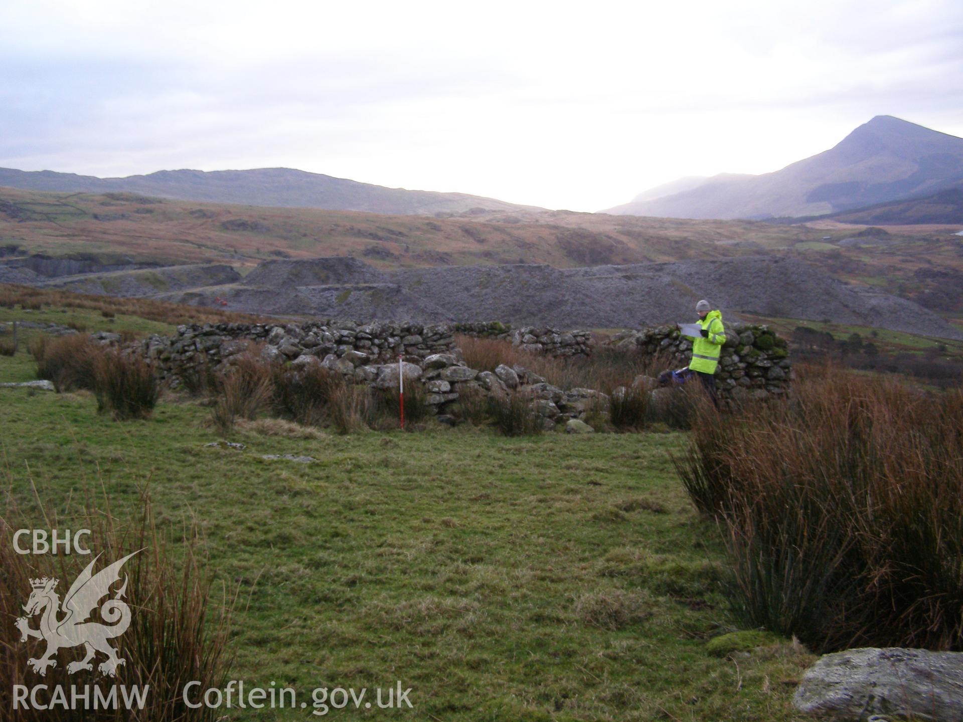 Digital colour photograph of Maen-Bras sheep fold III taken on 12/12/2007 by P.J. Schofield during the Snowdon North West Upland Survey undertaken by Oxford Archaeology North.