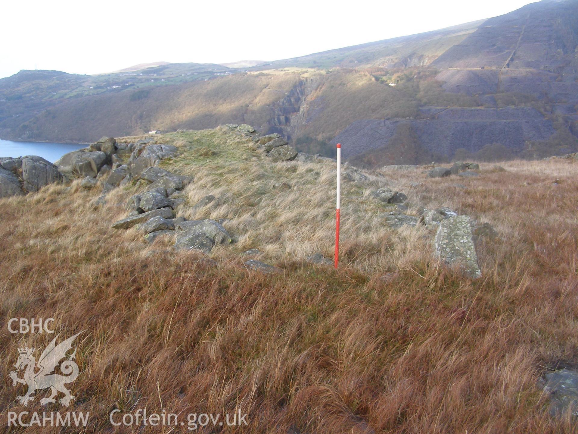 Digital colour photograph of Tyn yr Ardd house platform taken on 31/01/2008 by P.J. Schofield during the Snowdon North West Upland Survey undertaken by Oxford Archaeology North.