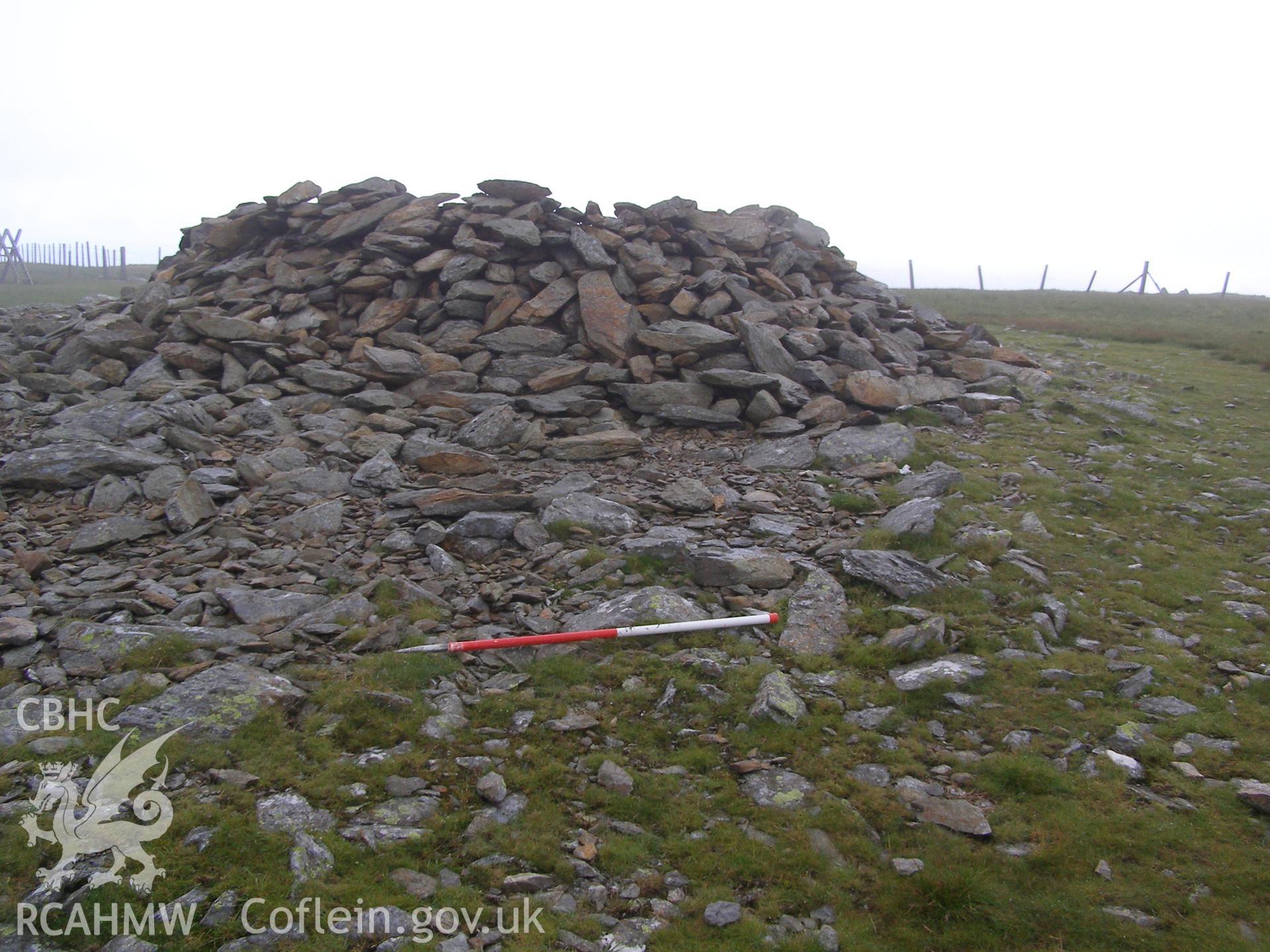 Digital colour photograph of Moel Eilio cairn taken on 26/06/2007 by P.J. Schofield during the Snowdon North West Upland Survey undertaken by Oxford Archaeology North.