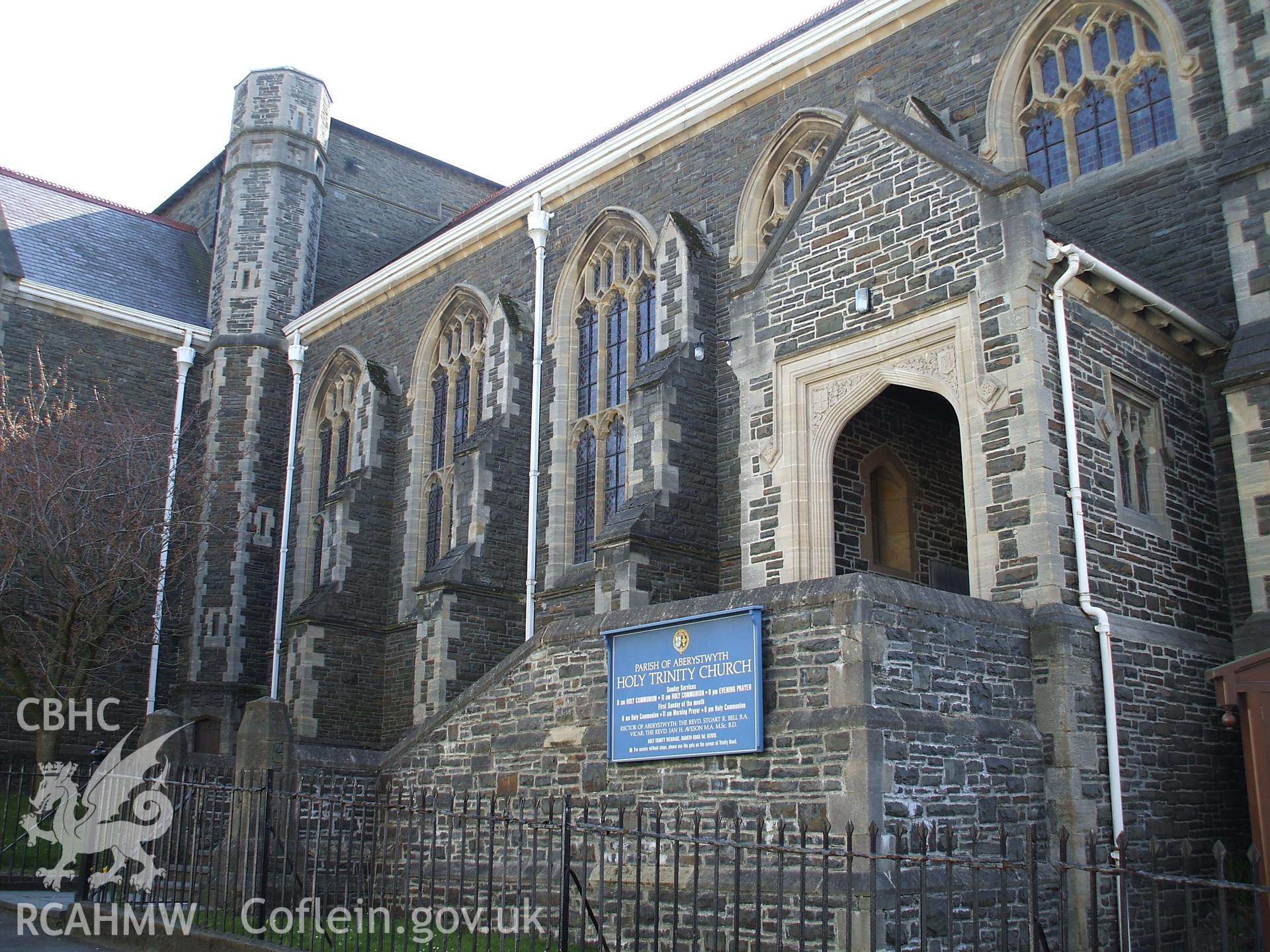 Colour digital photograph showing the exterior of Holy Trinity Church, Aberystwyth.