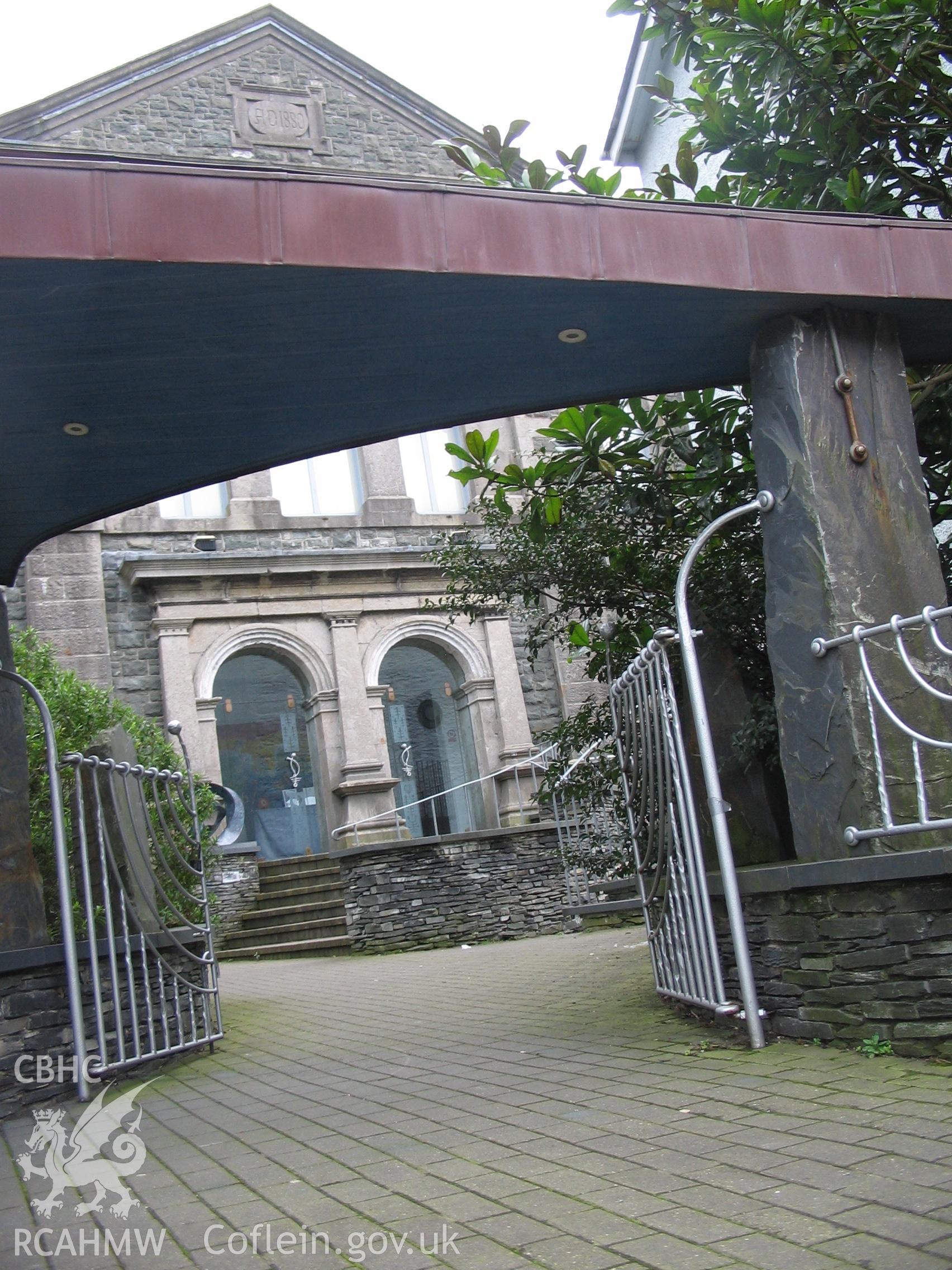 Colour digital photograph showing the front exterior of the Tabernacle Chapel, Machynlleth.