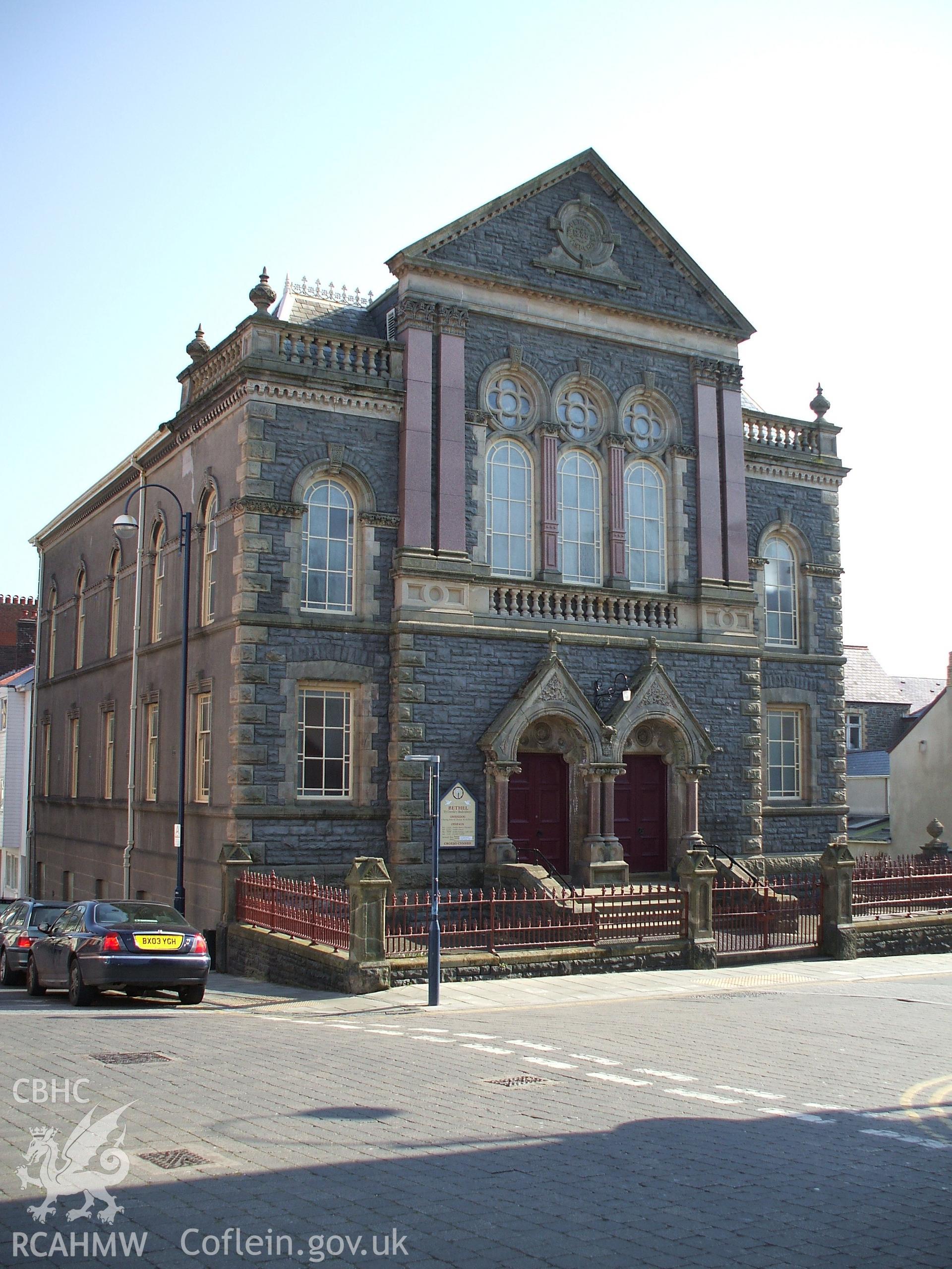 Colour digital photograph showing the front exterior of Bethel Chapel, Baker Street, Aberystwyth.