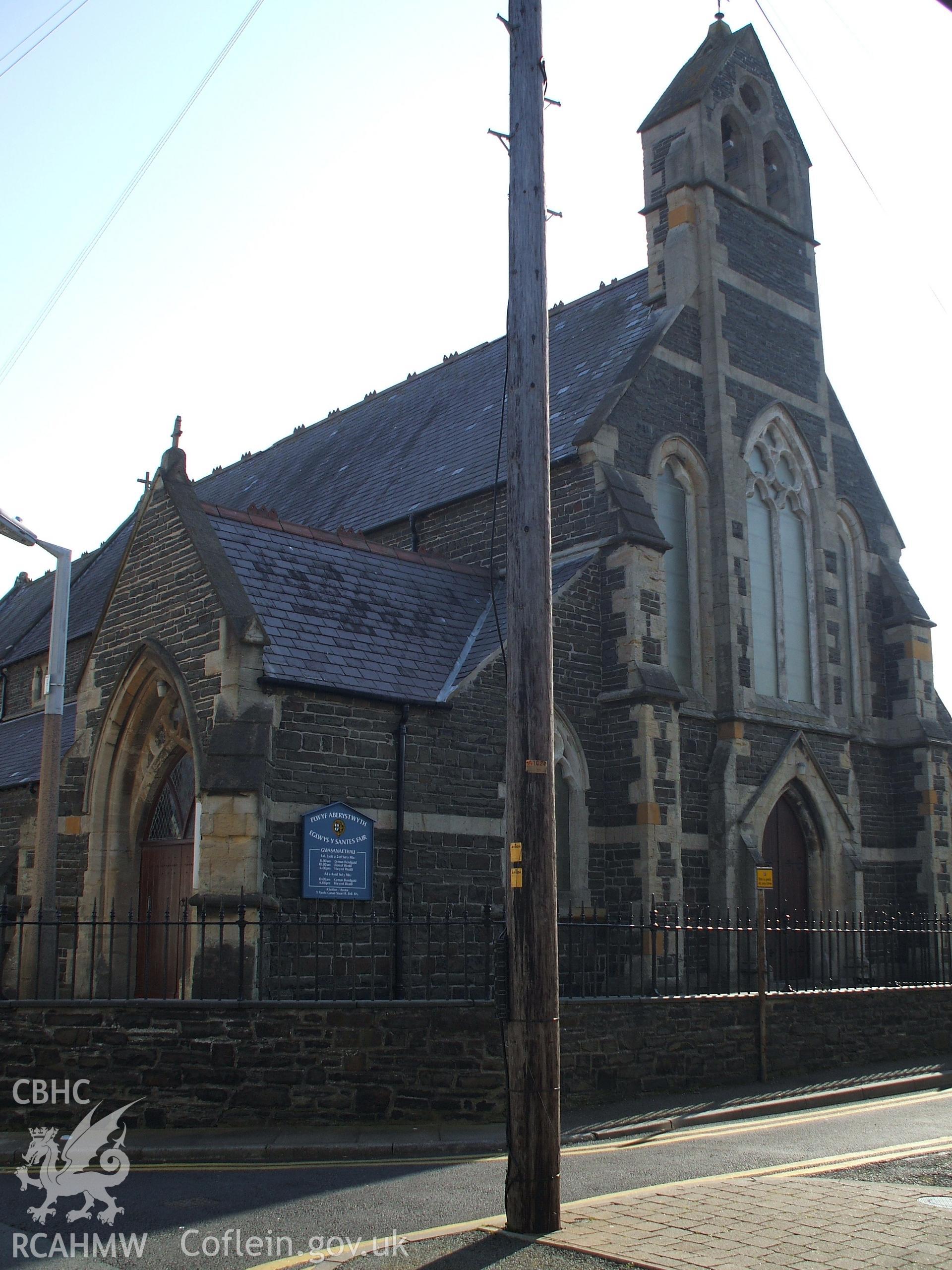 Colour digital photograph of the exterior of St. Mary's Church, Aberystwyth.