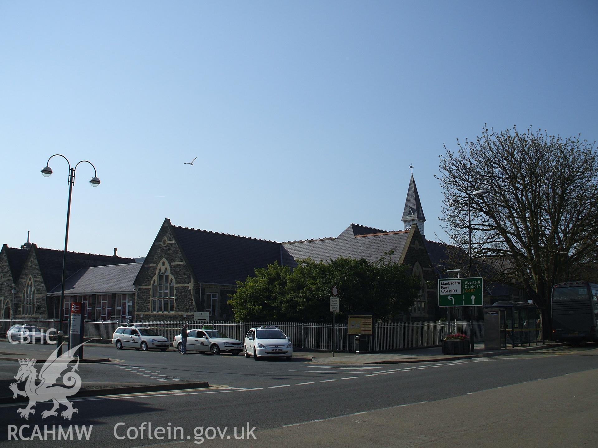 Colour digital photograph showing the exterior of the Welsh Board school, Alexandra Road, Aberystwyth.