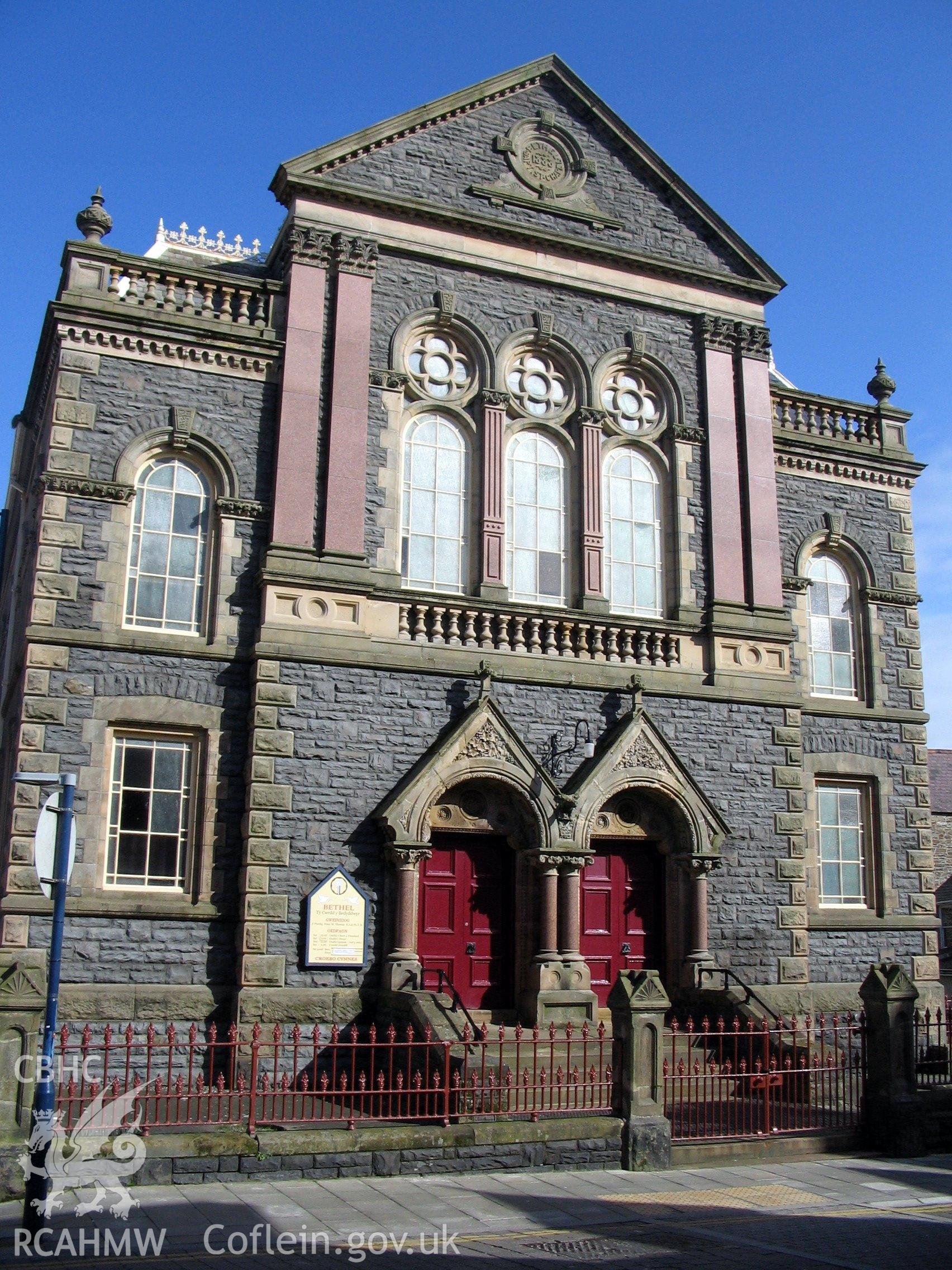 Colour digital photograph showing the exterior of the Bethel Chapel, Baker Street, Aberystwyth.