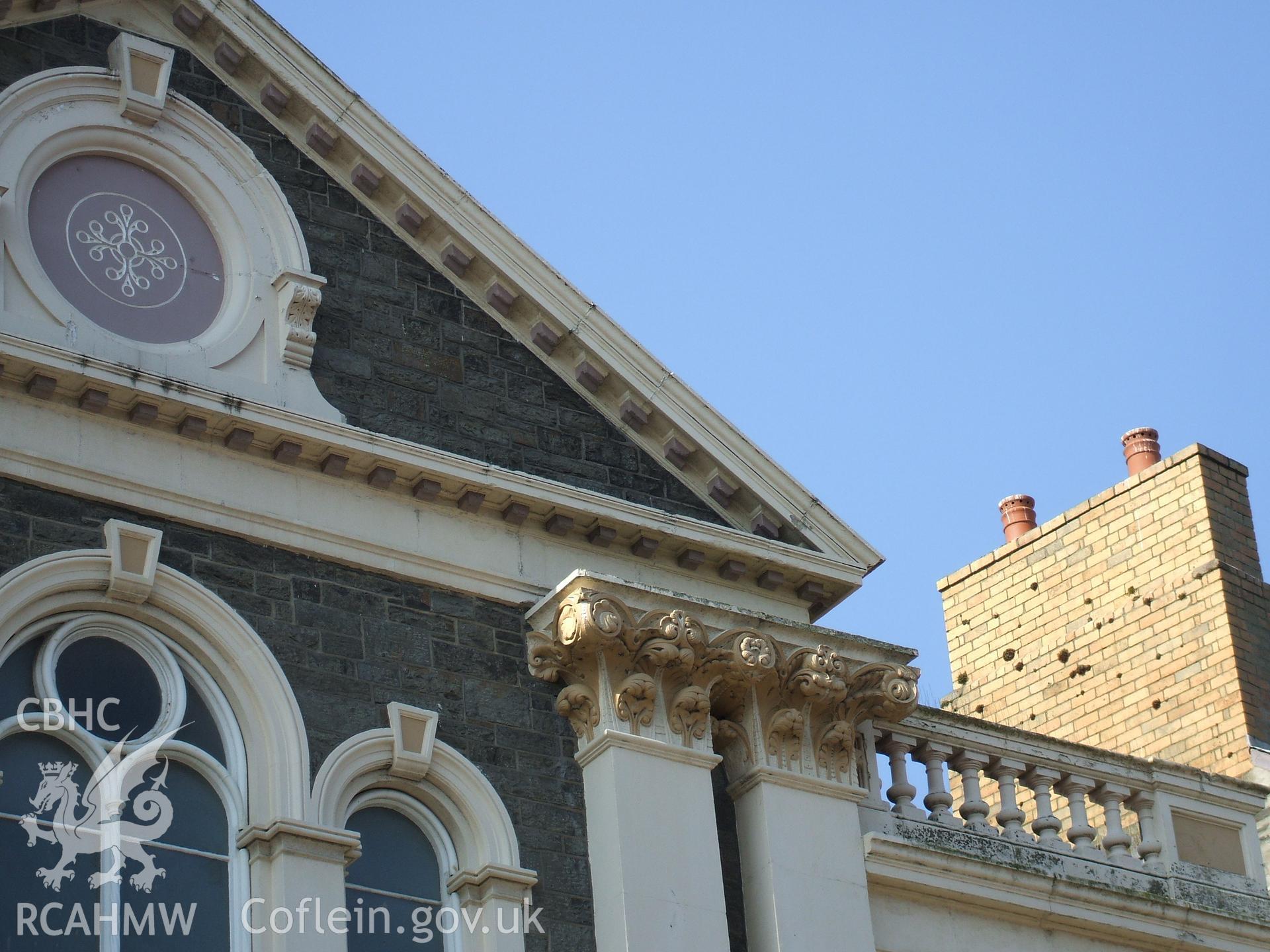 Colour digital photograph showing the front exterior of the Seion Welsh Independent Chapel, Baker Street, Aberystwyth.