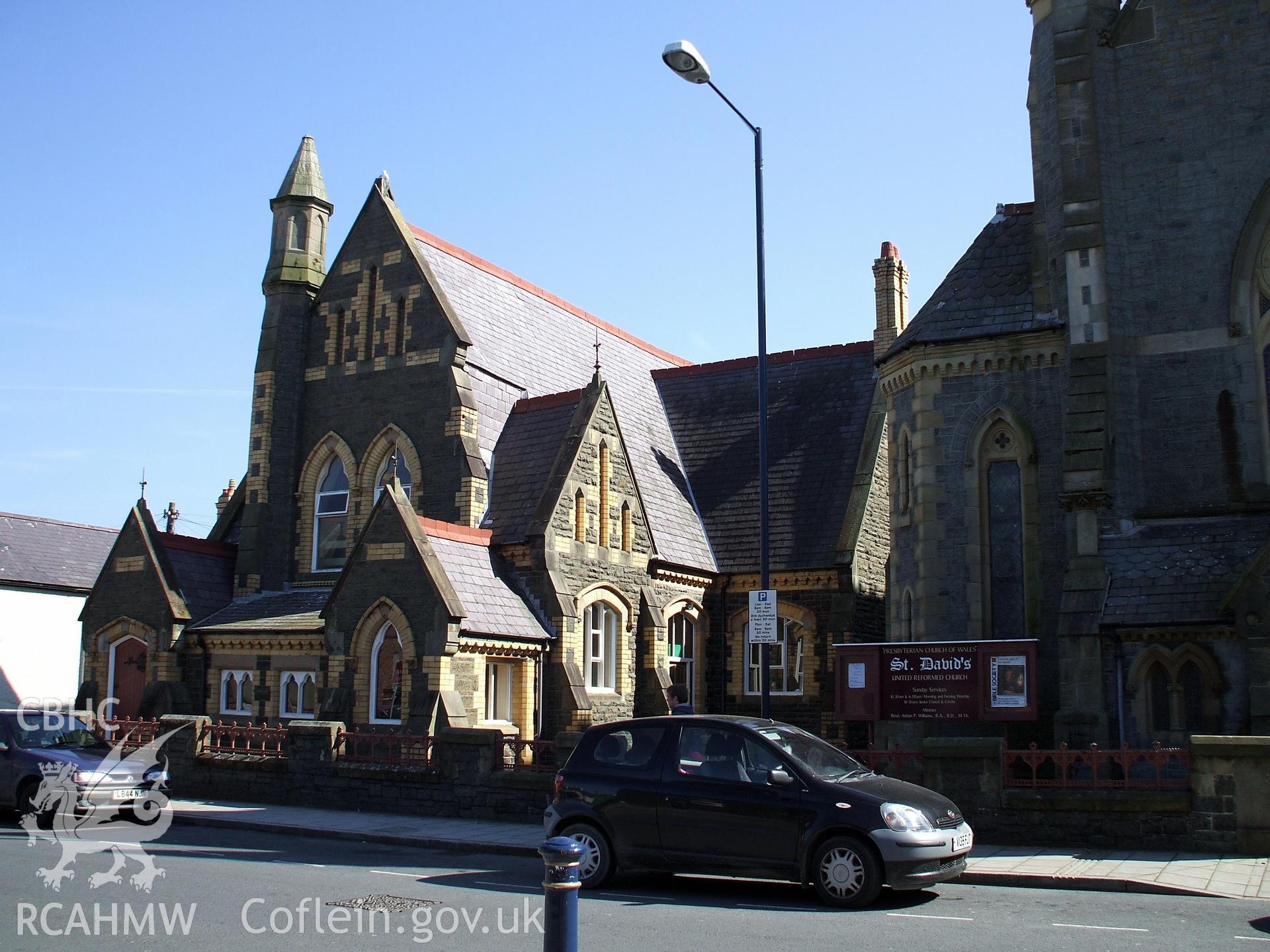 Colour digital photograph showing the front exterior of St. David's United Reformed Church, Bath Street, Aberystwyth.