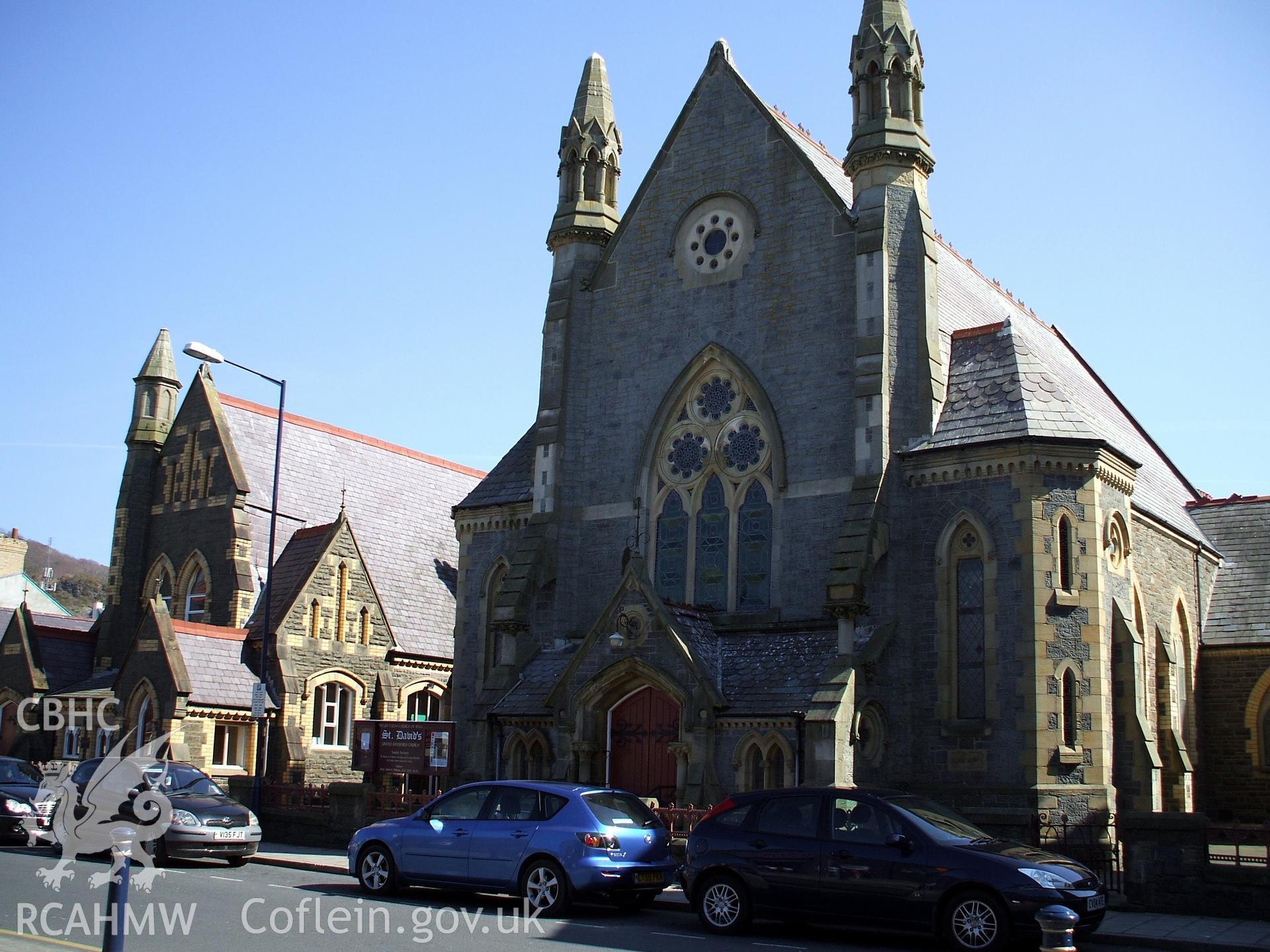 Colour digital photograph showing the front exterior of St. David's United Reformed Church, Bath Street, Aberystwyth.