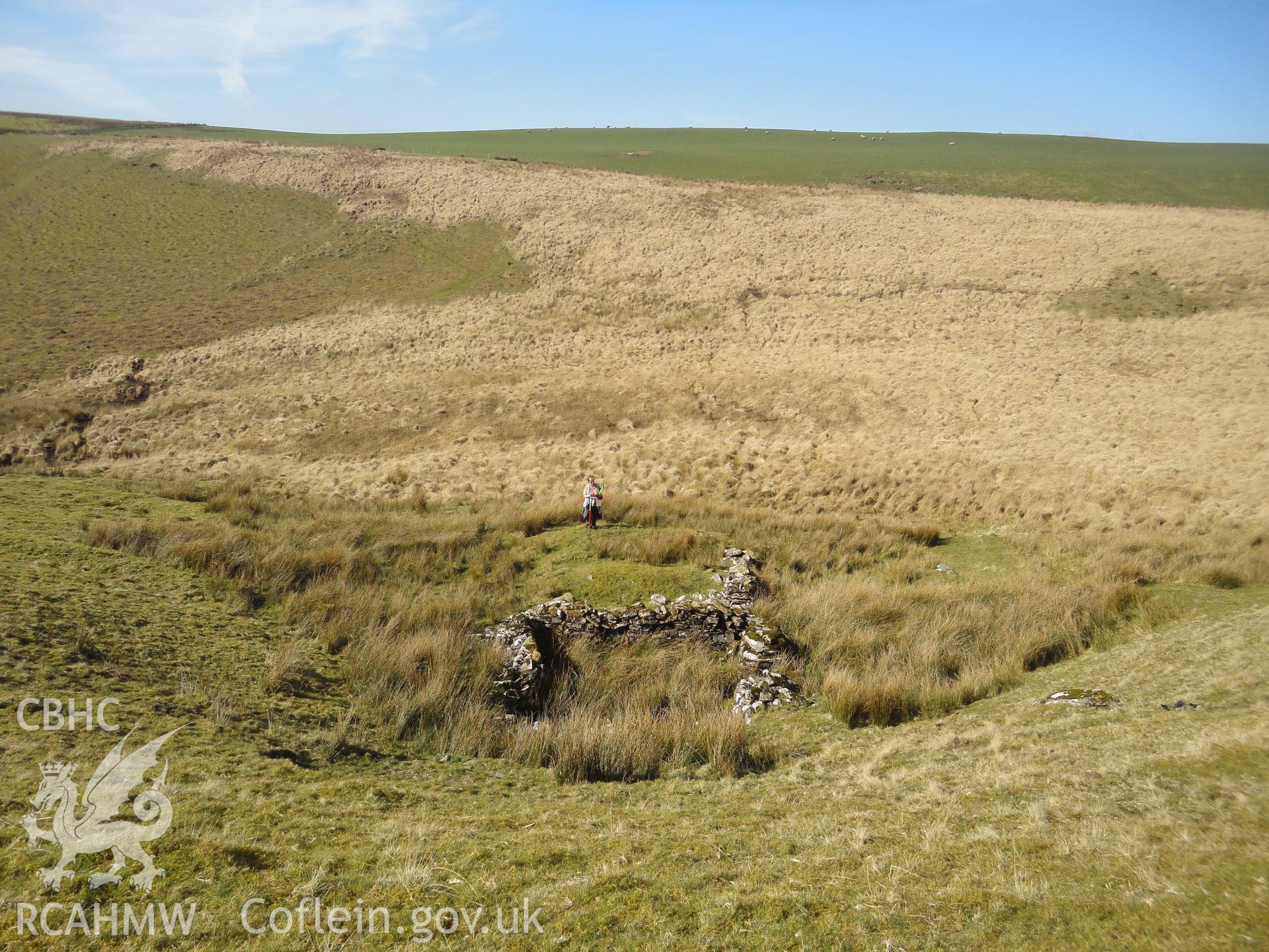 Sheep fold or long hut, looking northwest.