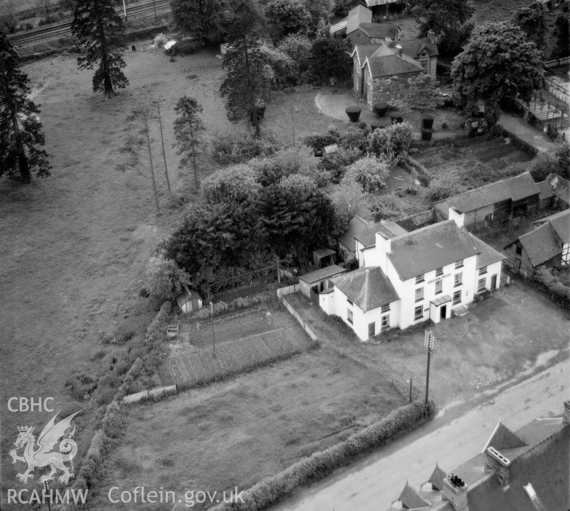 View of Caersws showing Unicorn Hotel