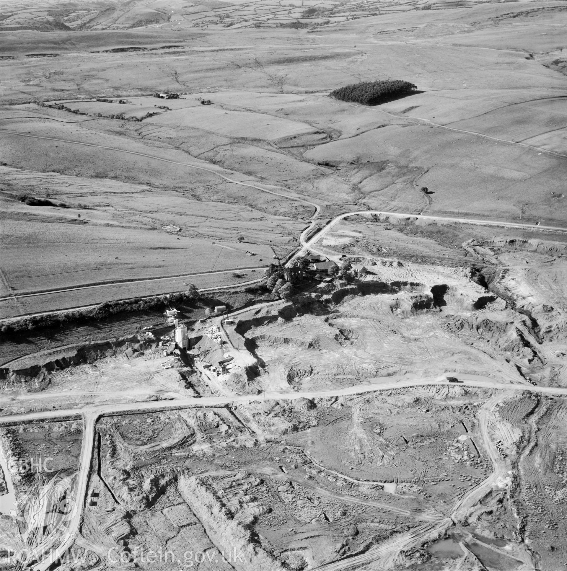 View showing construction of Usk reservoir, commissioned by County Borough of Swansea