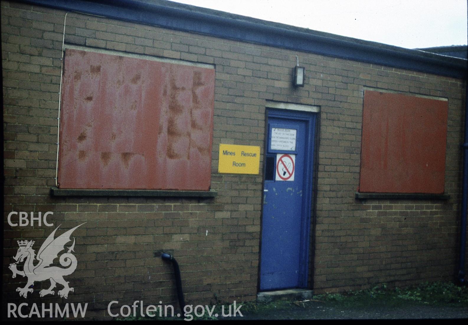 Digital photograph showing mines rescue room at Cynheidre colliery, taken 1990