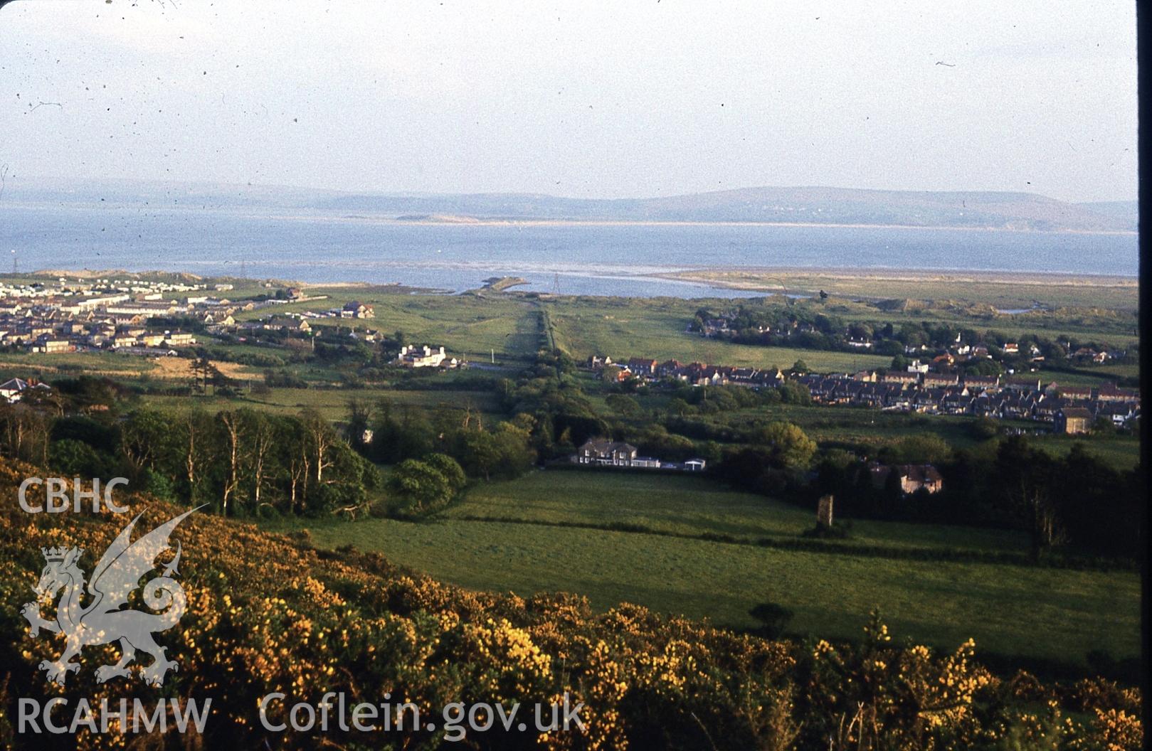 Digital photograph showing Stanley Pit tramway / Pembrey Line fach looking towards Pembrey Harbour, taken  in 1987