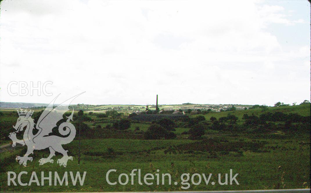 Digital photograph showing Morlais colliery from a distance, taken 1982