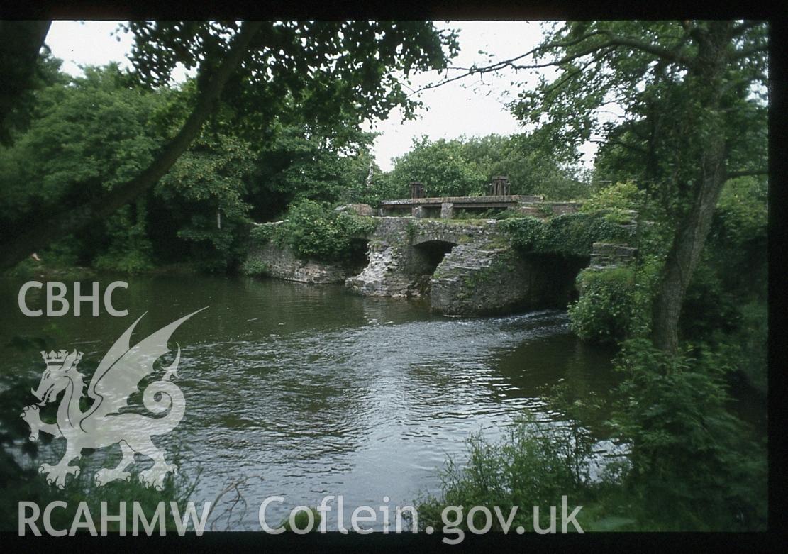 View of sluices and dam at Kidwelly Tinplate Works in 1982