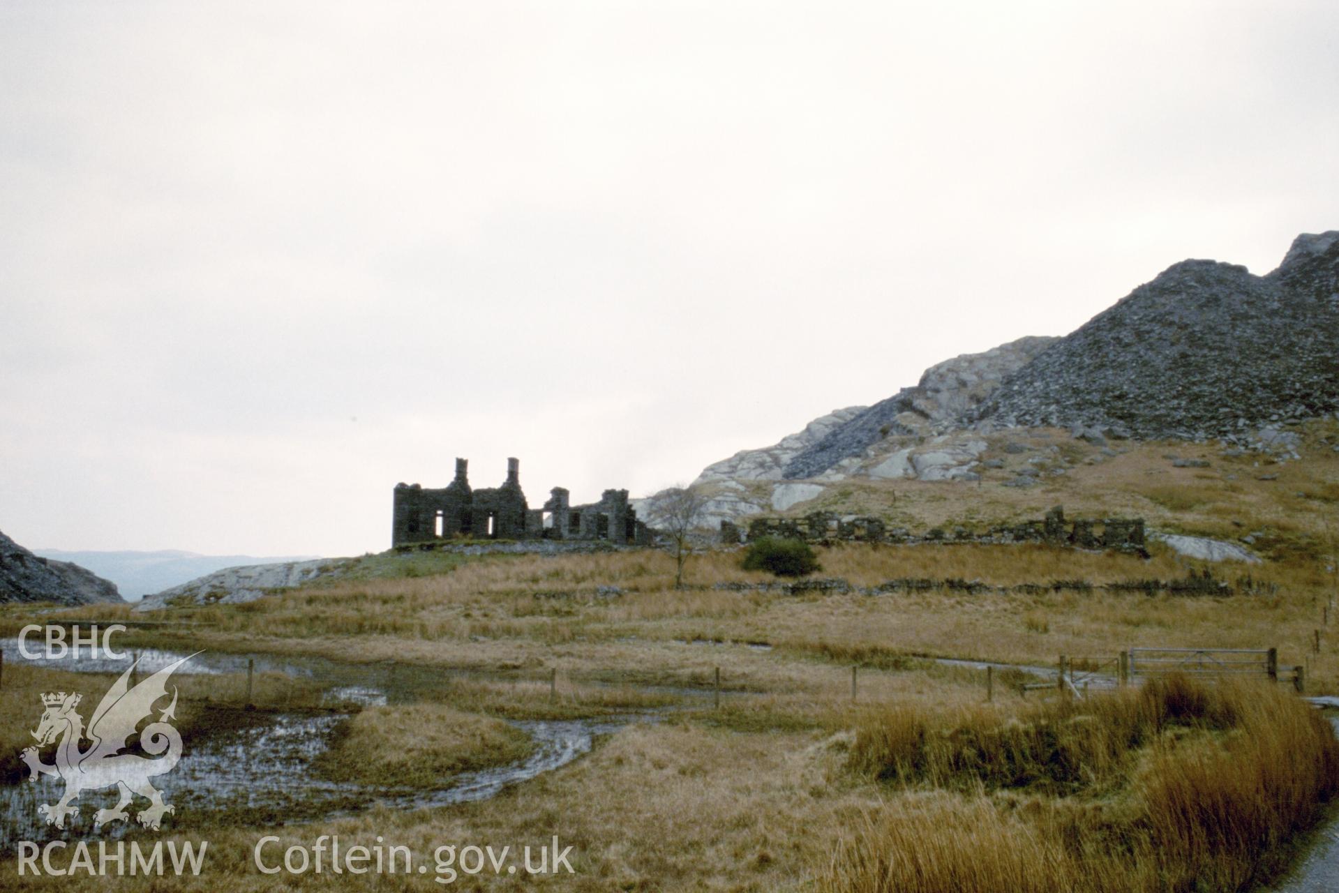 Photographic survey of Cwmorthin Terrace, Cwmorthin, consisting of 1 colour transparencies, produced by Olwen Jenkins, 07/04/2003.