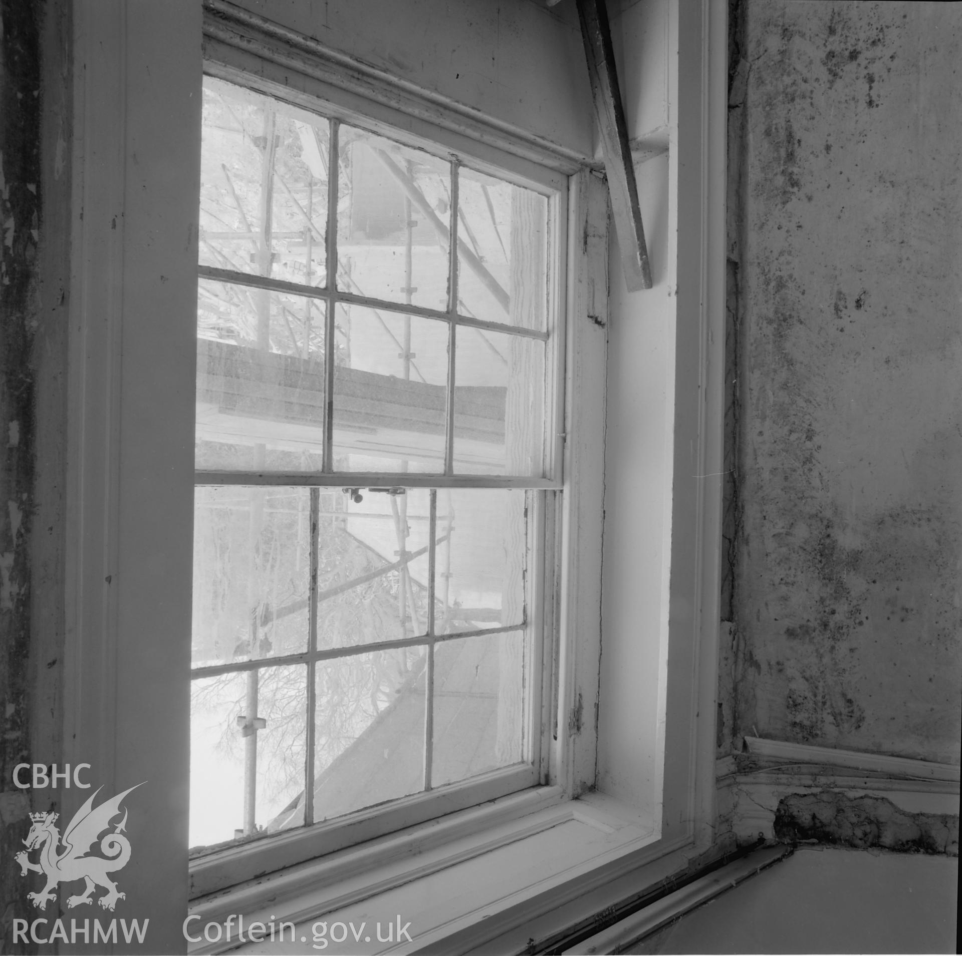 View of C18 sash window with copper glazing bars