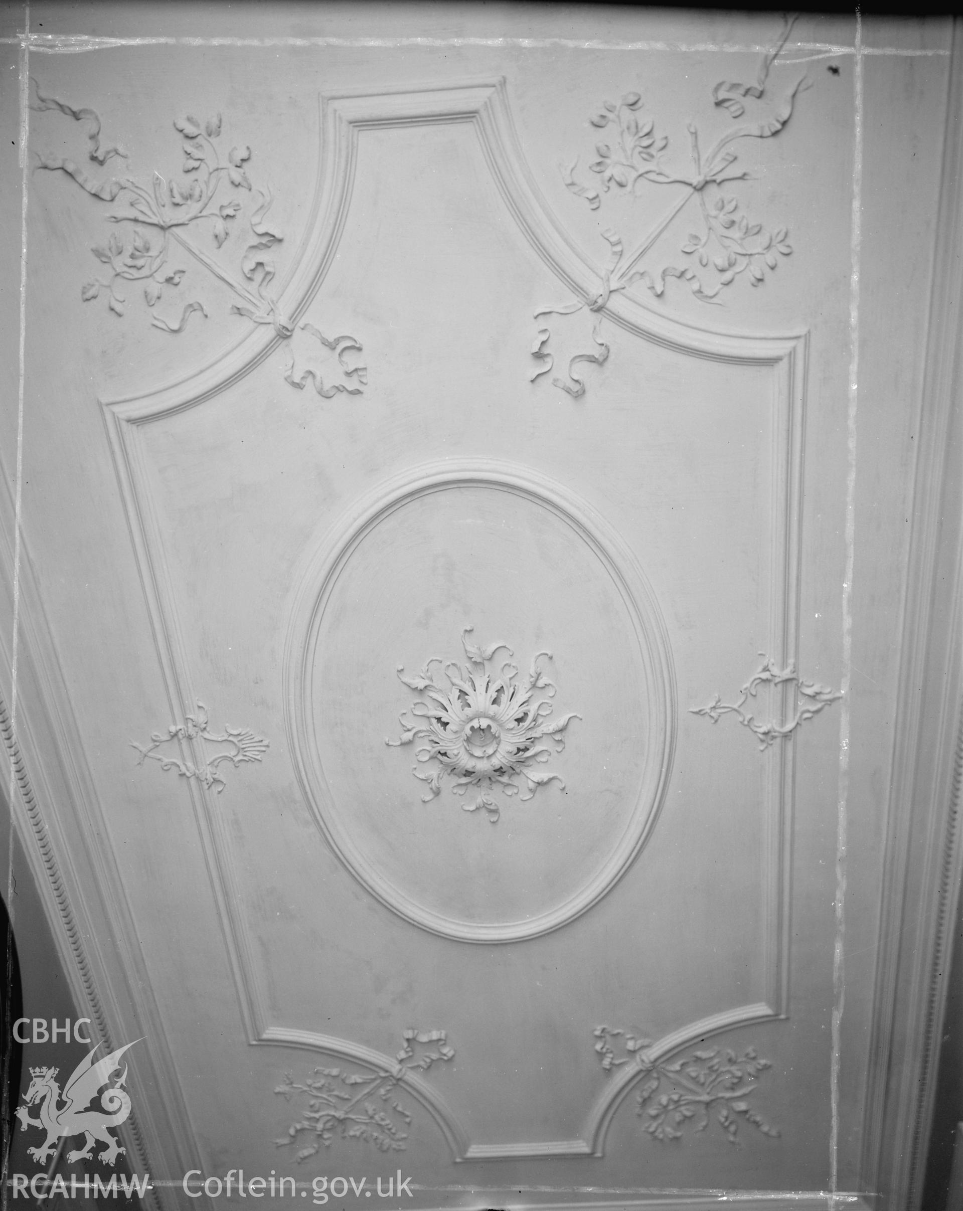 View of plaster ceiling over stairs