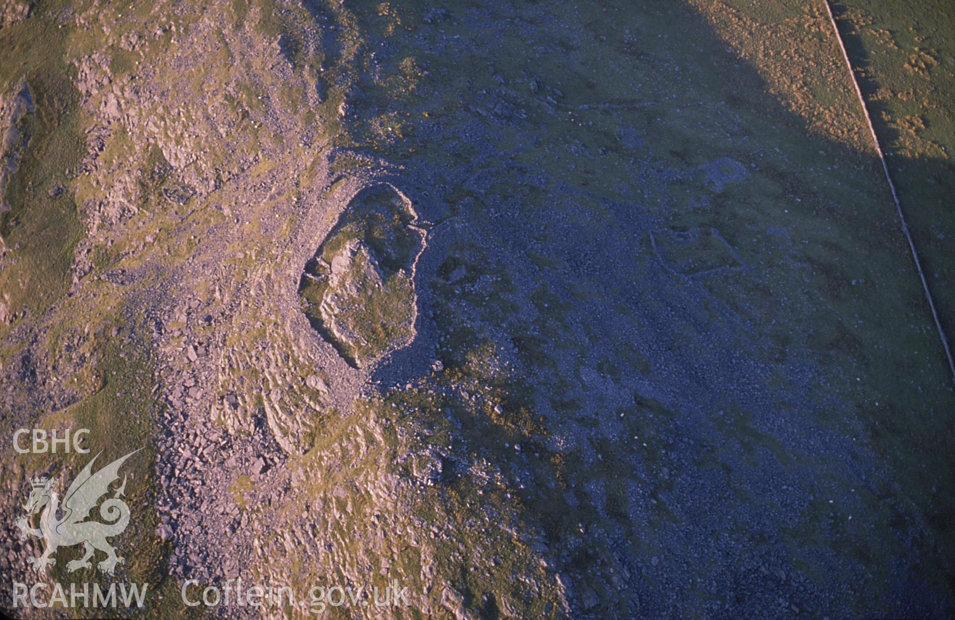 RCAHMW colour slide oblique aerial photograph showing Craig y Dinas above Pont Scethrin, Cors y Gedol, taken by C.R.Musson on the 25/07/1996.