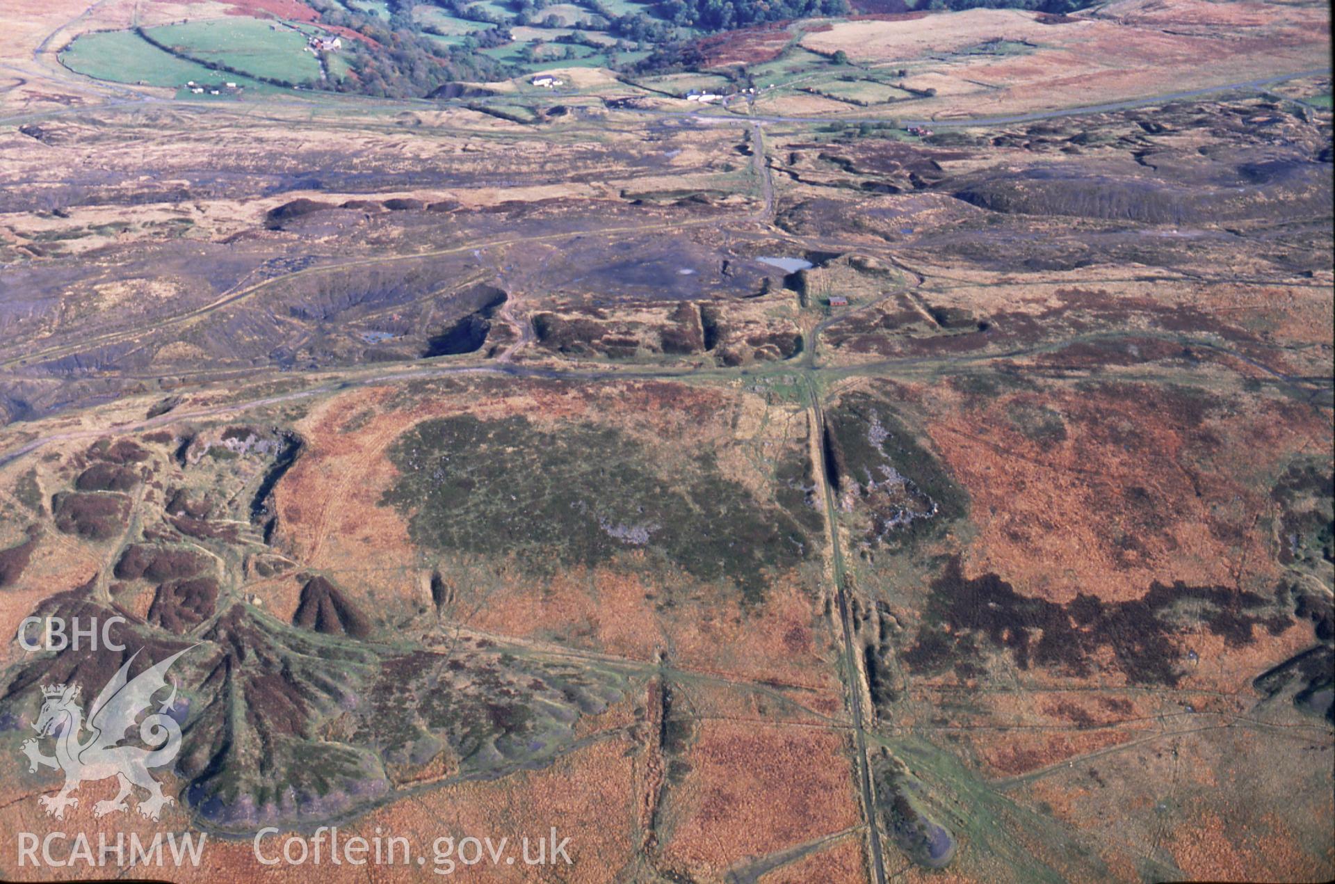 Slide of RCAHMW colour oblique aerial photograph of Dyne-steel's Incline, Blaenavon, taken by C.R. Musson, 19/10/1992.