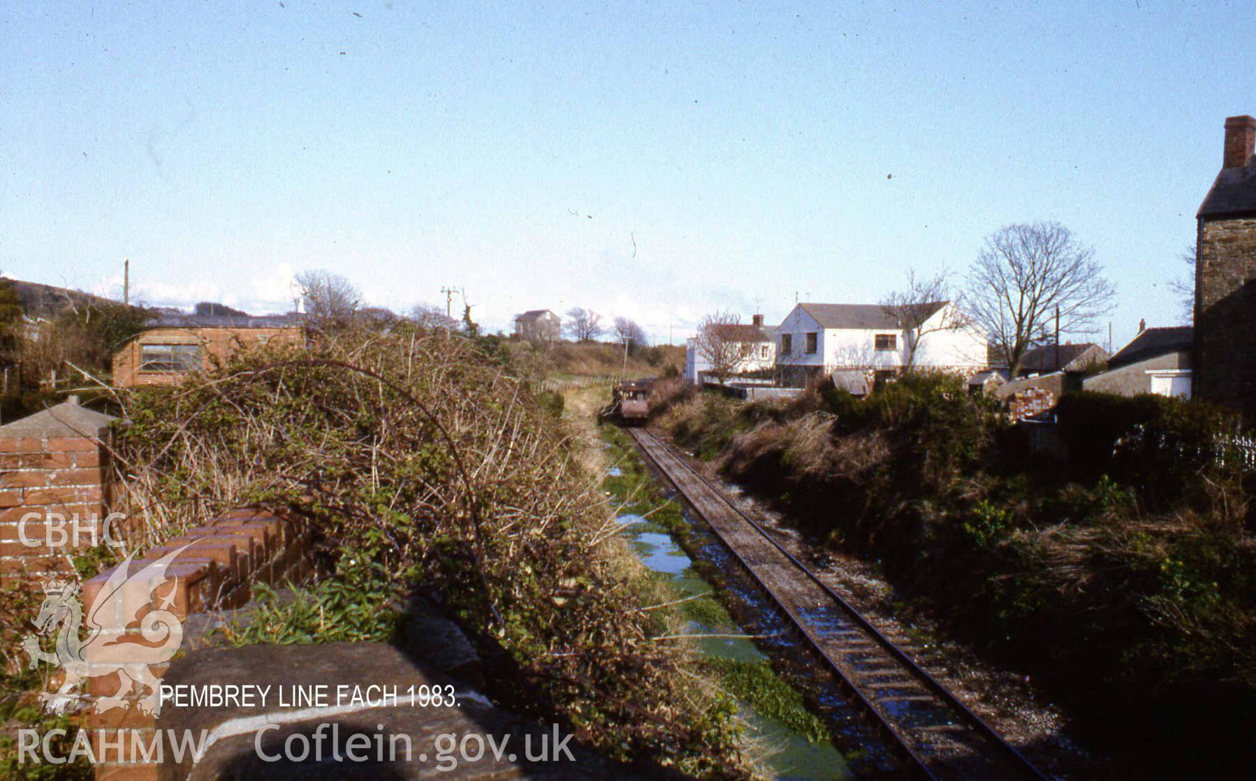 Digital photograph showing Stanley Pit tramway / Pembrey Line fach, taken  in 1983