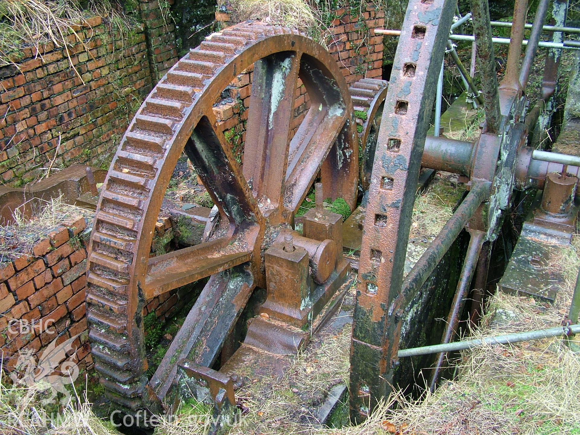 Close up of flywheel, 1845 engine house.